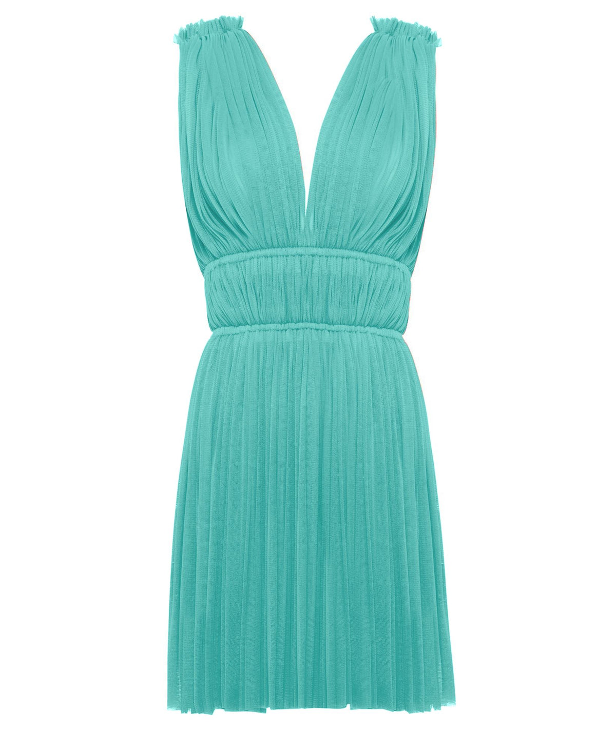 Elena Makri | Aquamarine silk tulle Vereniki mini dress
