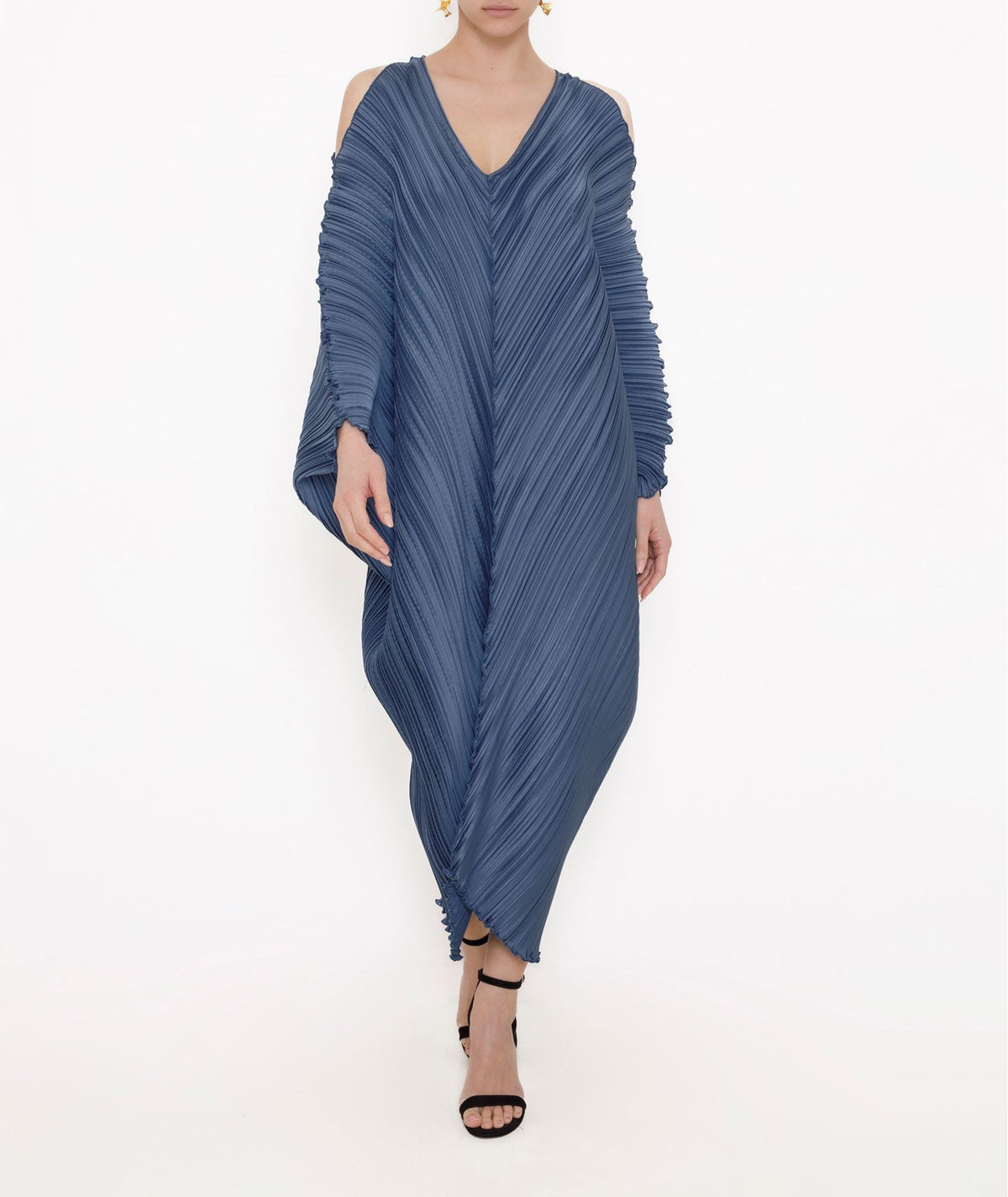 Daphne Valente | Azure blue Clotho pleated kaftan dress