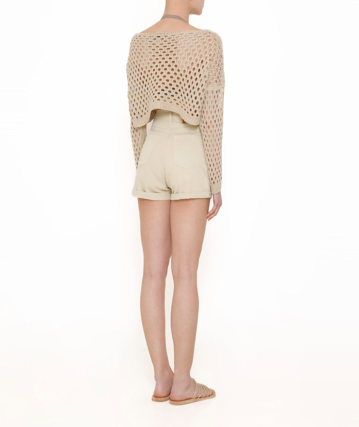Stefania Frangista | Beige denim Dylan shorts