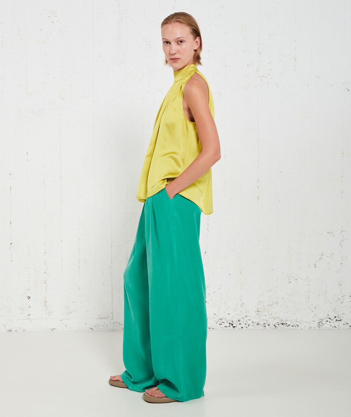 Stelios Koudounaris | Yellow halterneck blouse