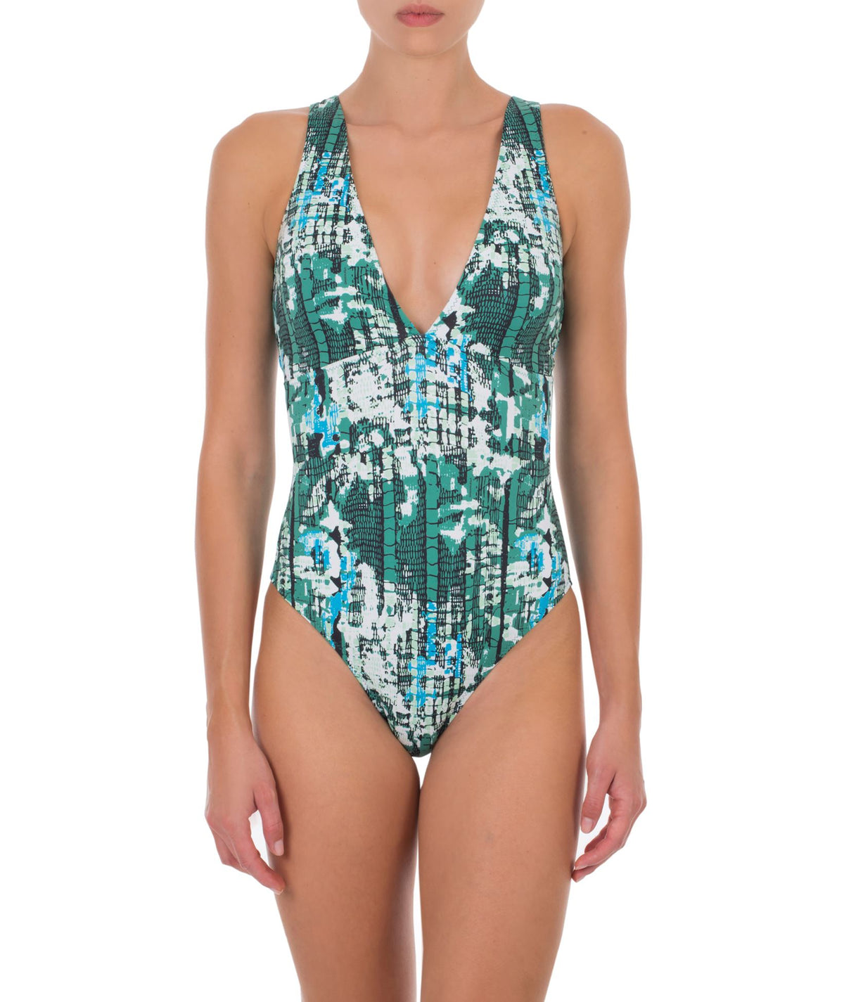 Emmanuela Swimwear | Green printed Leona swimsuit
