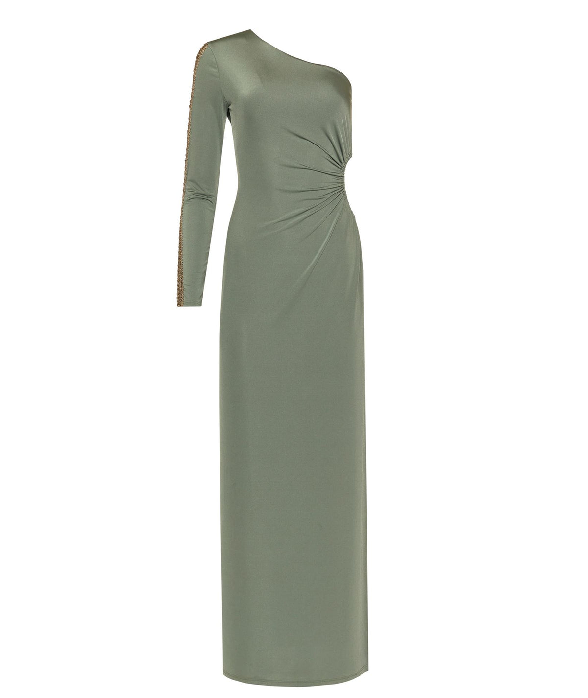 Sadh | Khaki jersey one shoulder cut out Adya maxi dress