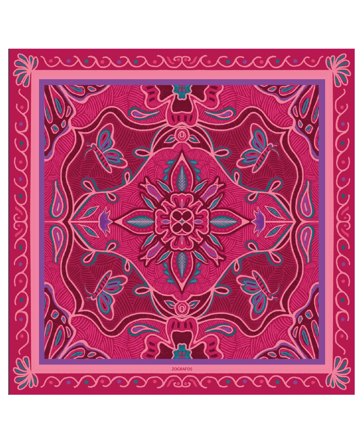 Zografos | Magenta silk Rhodes scarf