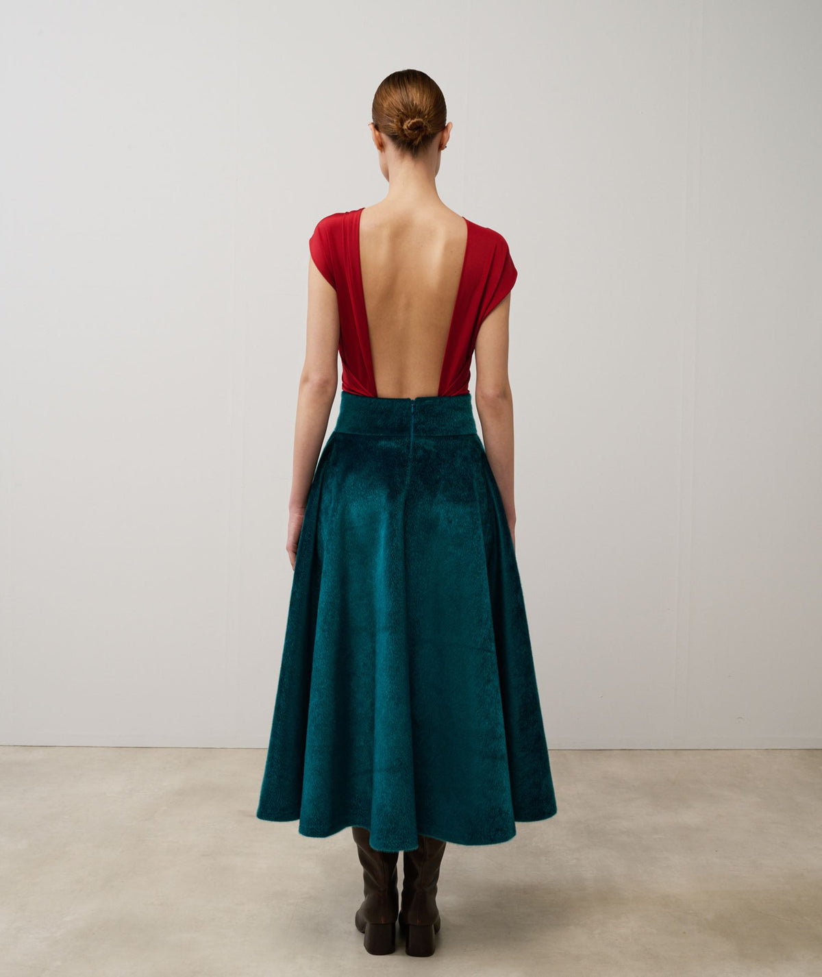 Stelios Koudounaris | Red draped knot bodysuit