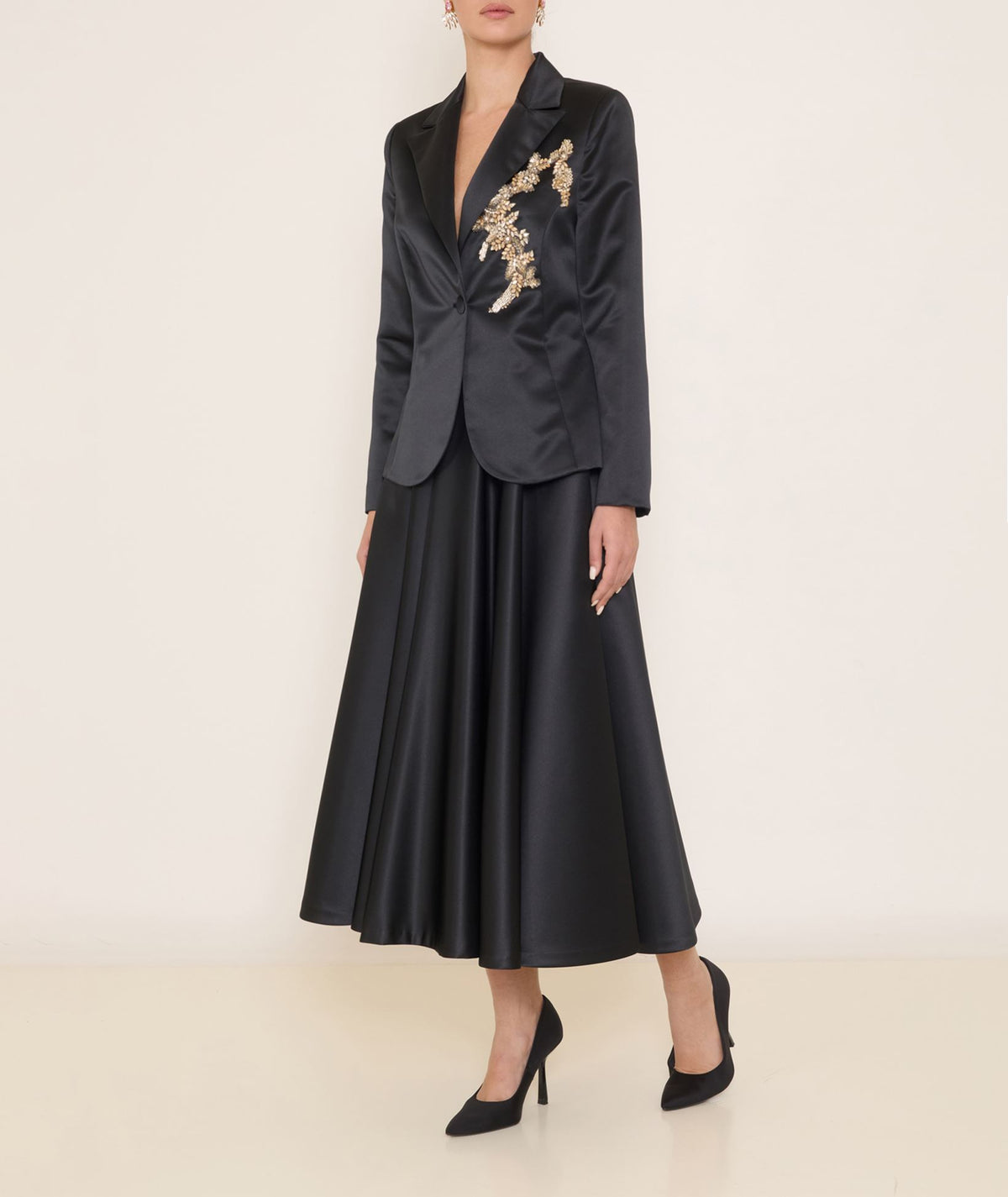 Maison Zoulias | Black rasmir crystal embellished Bacall jacket