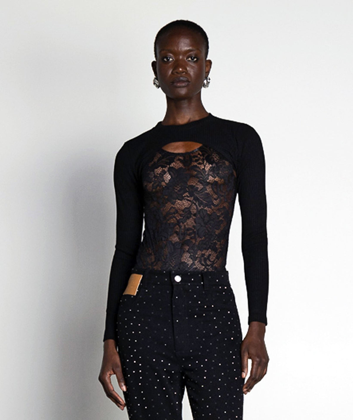 Mallory The Label | Black lace bodysuit with bolero Orion top