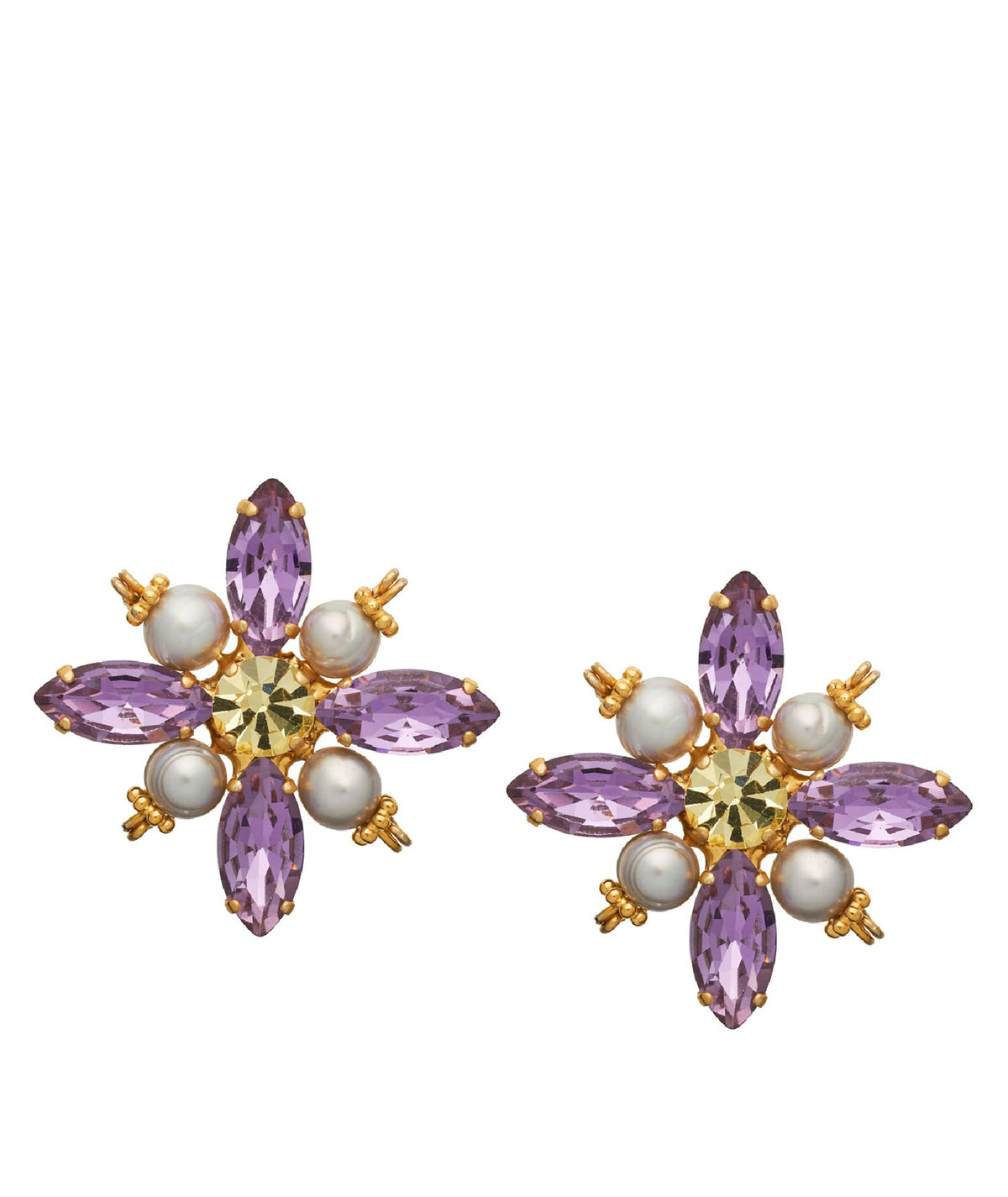 Katerina Psoma | Lucida Crystals Violet Pearl Earrings