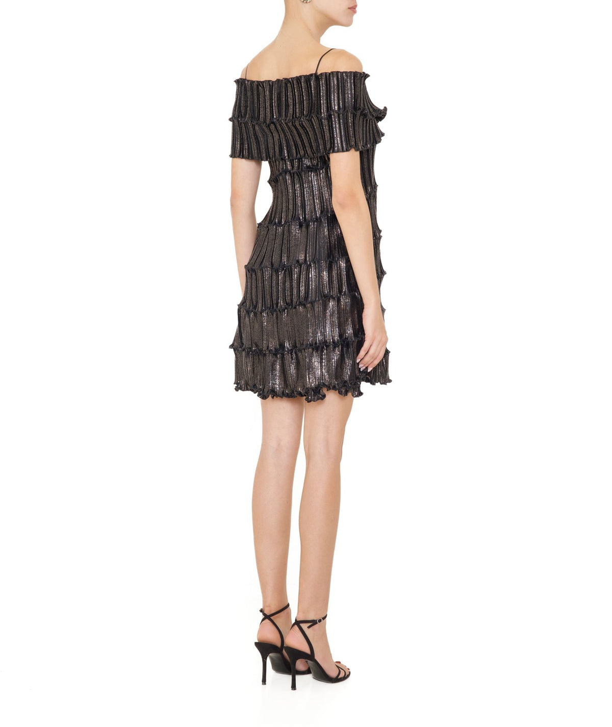 Daphne Valente | Black metallic Mystery pleated dress