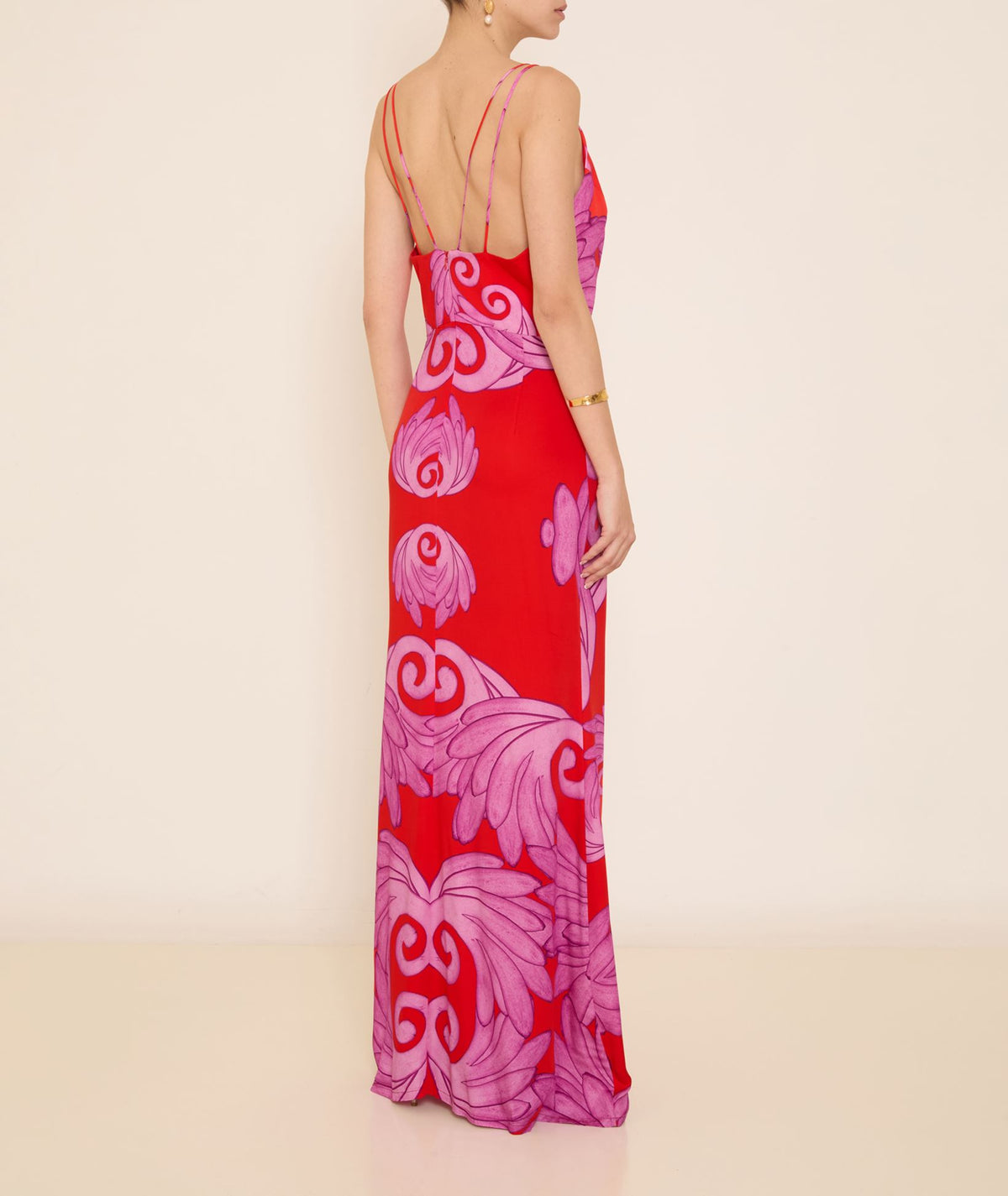 Themis Z | Red purple printed V-neck Lydia strappy maxi dress