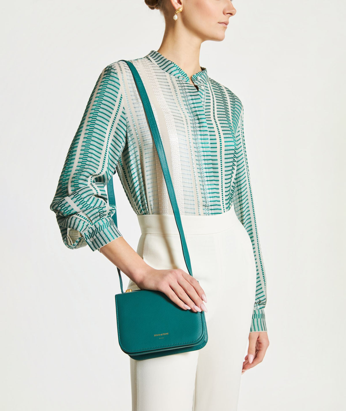 Zeus+Dione | Forest green leather Filareti shoulder bag