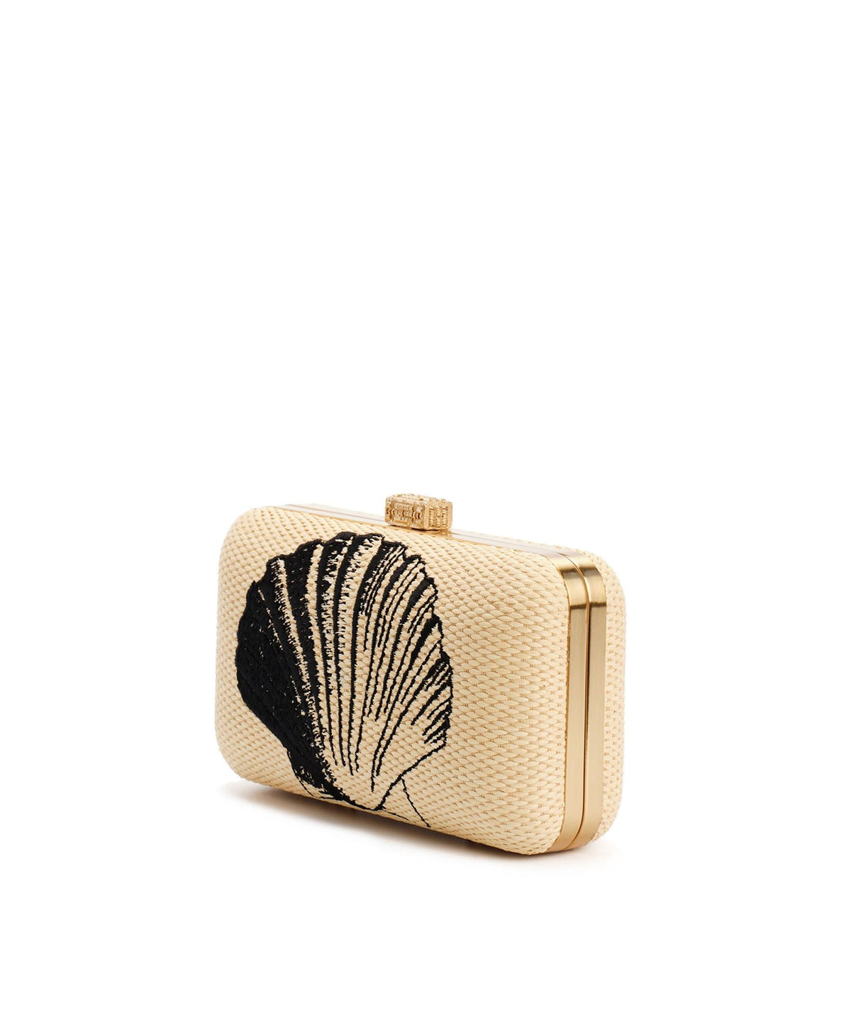 Zeus+Dione | Beige black straw Myrti clutch bag