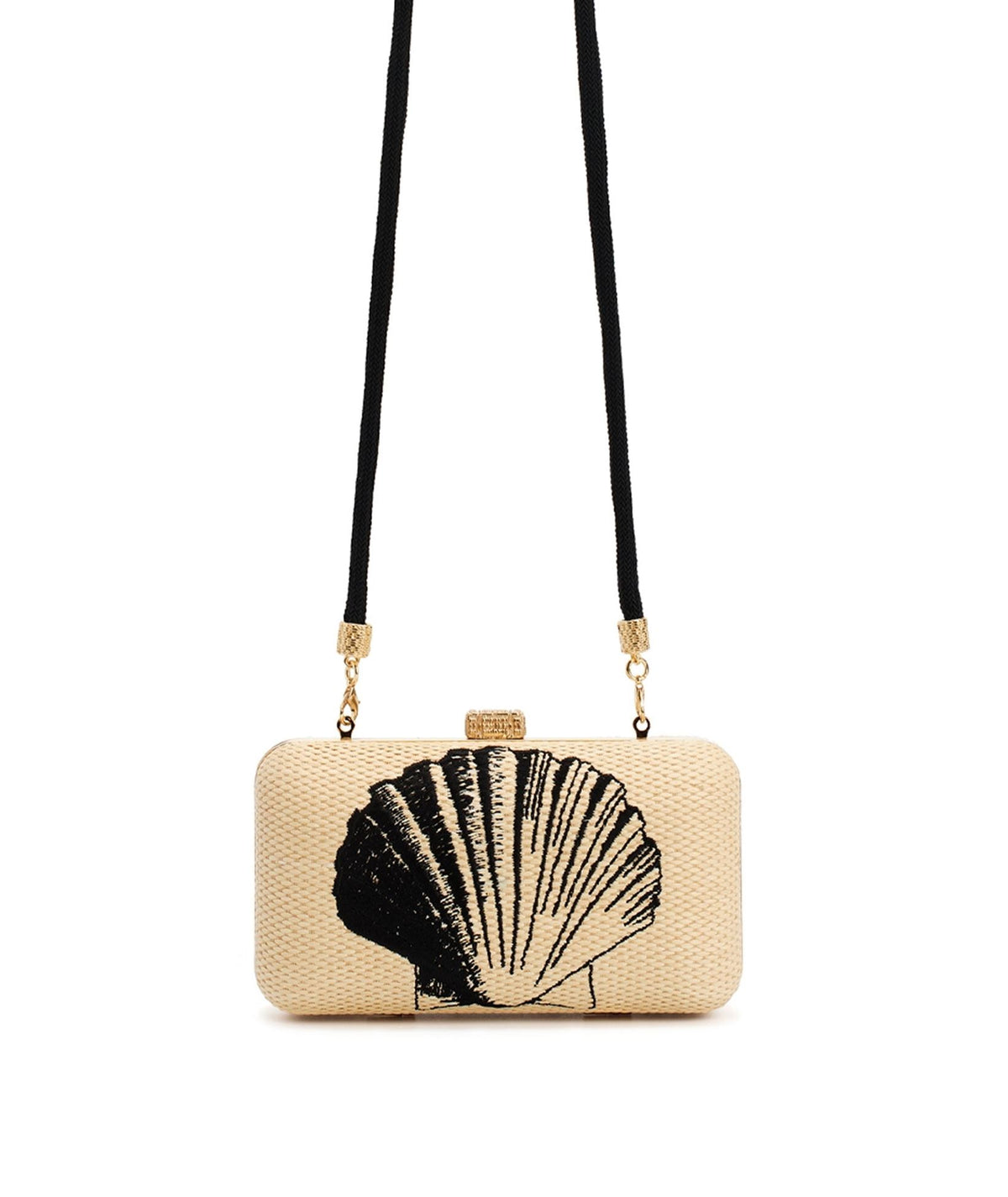 Zeus+Dione | Beige black straw Myrti clutch bag