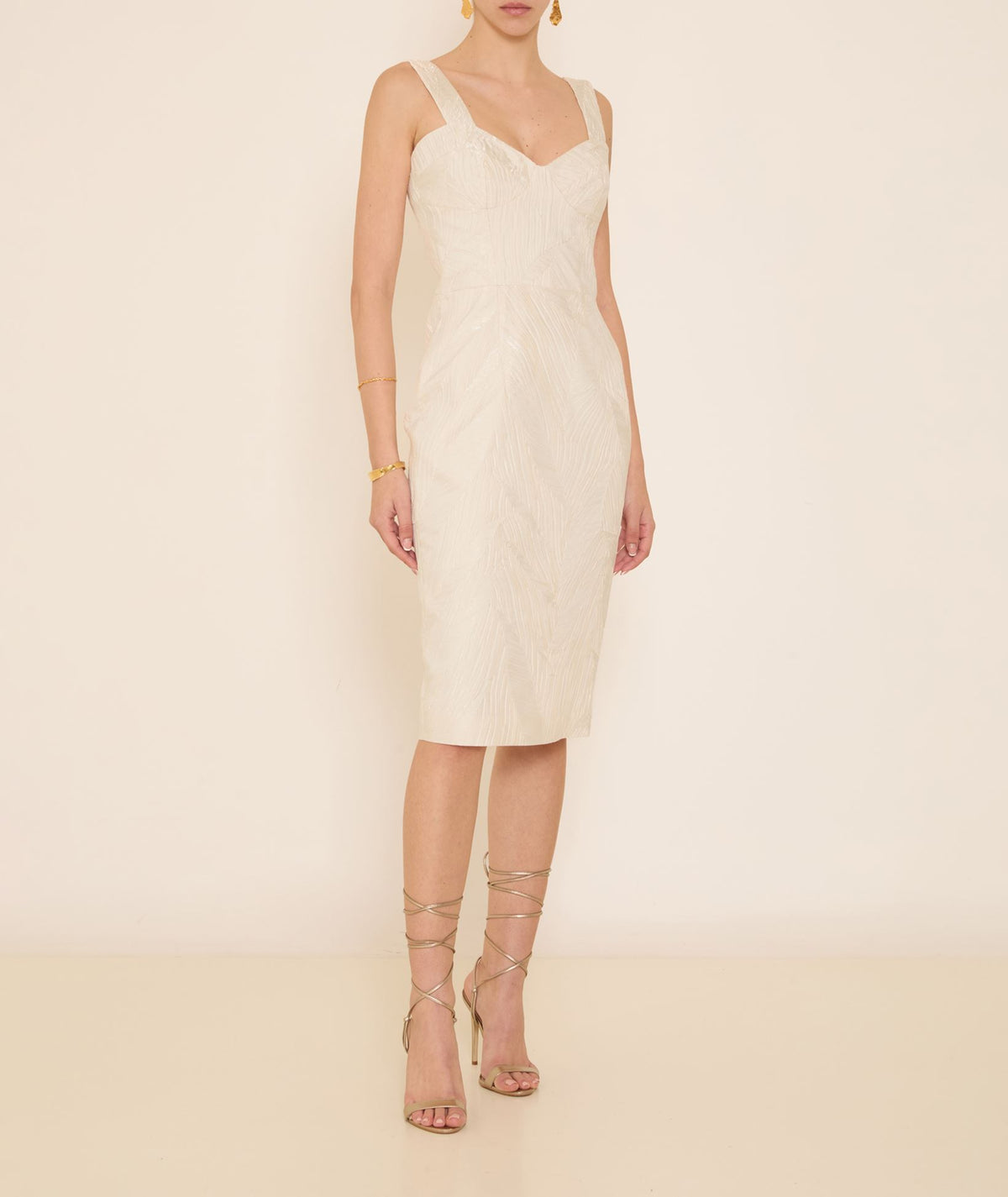 Stelios Koudounaris | Off white plisse bustier dress
