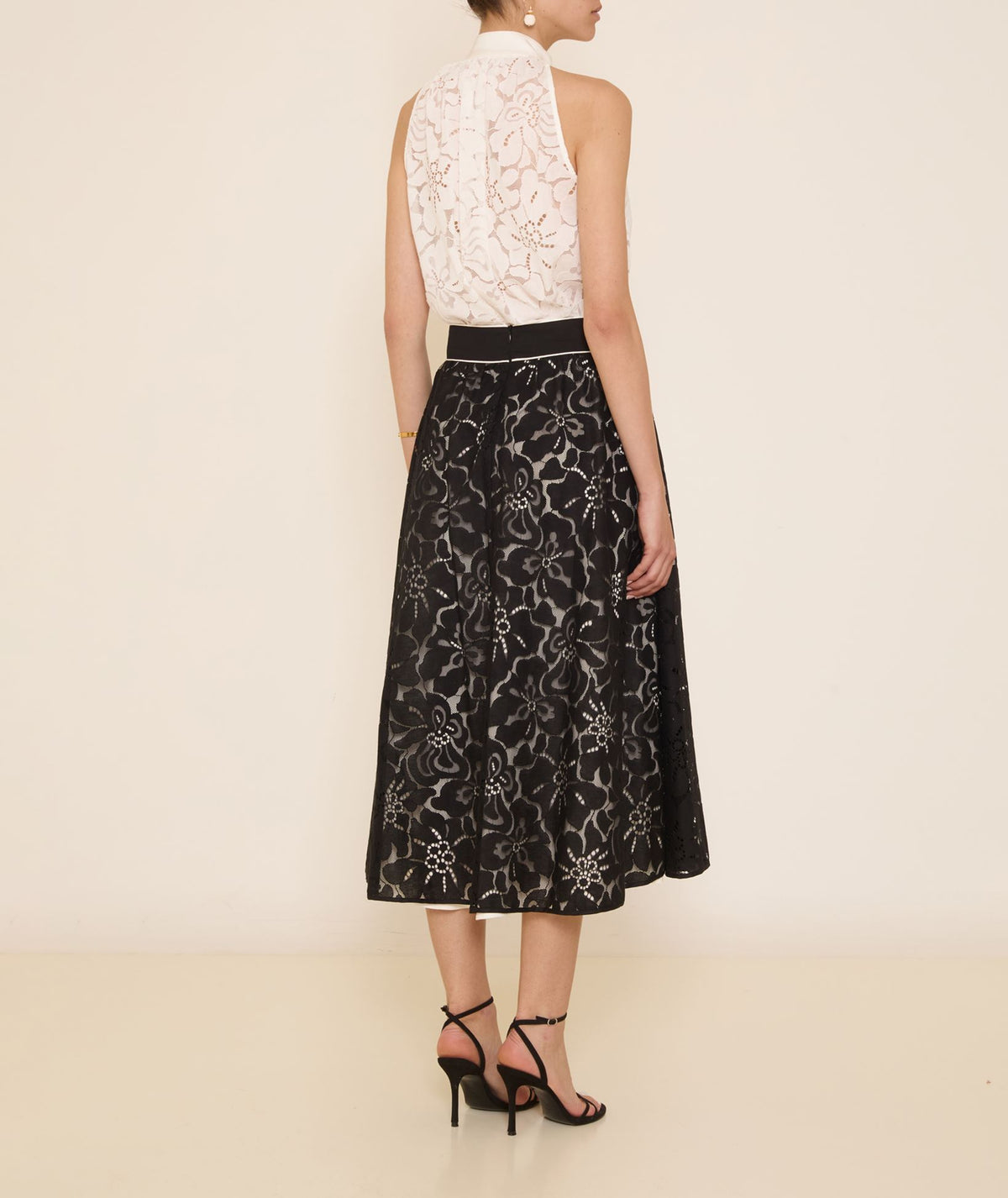 Stelios Koudounaris | Black lace midi skirt