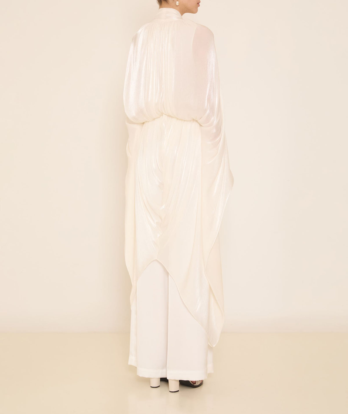 Stelios Koudounaris | White draped belted long tunic