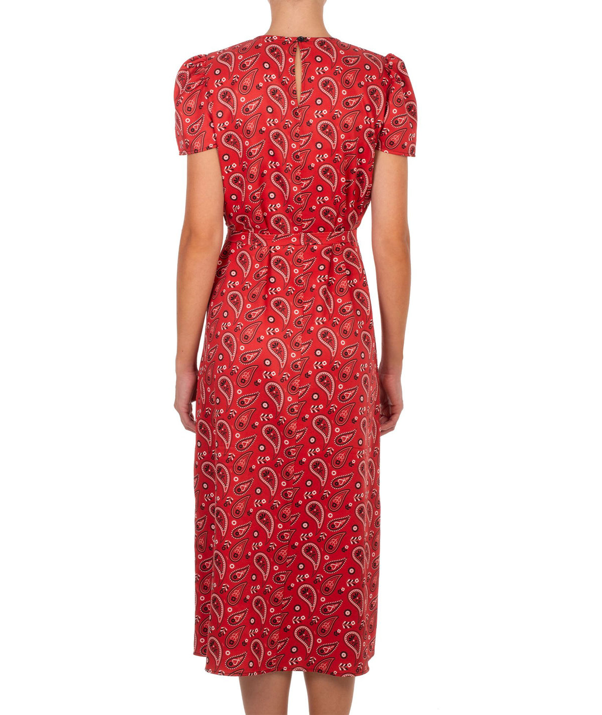 Emmanuela Swimwear | Red printed Ciara belted midi dress