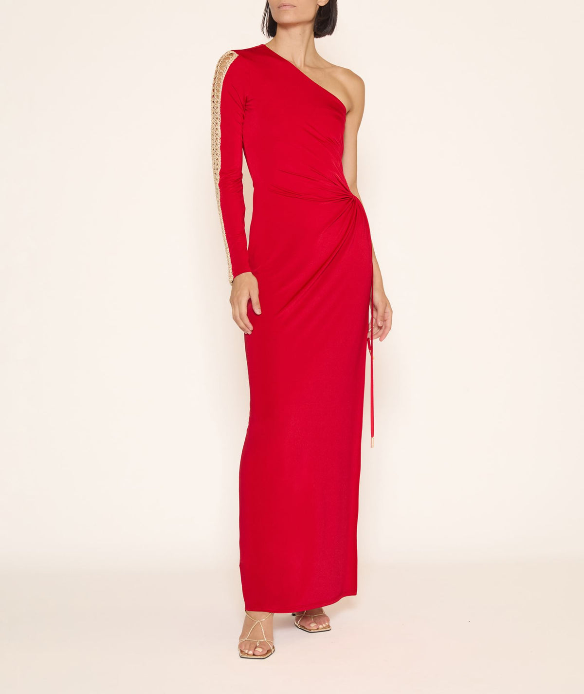 Sadh | Red jersey one shoulder cut out Adya maxi dress