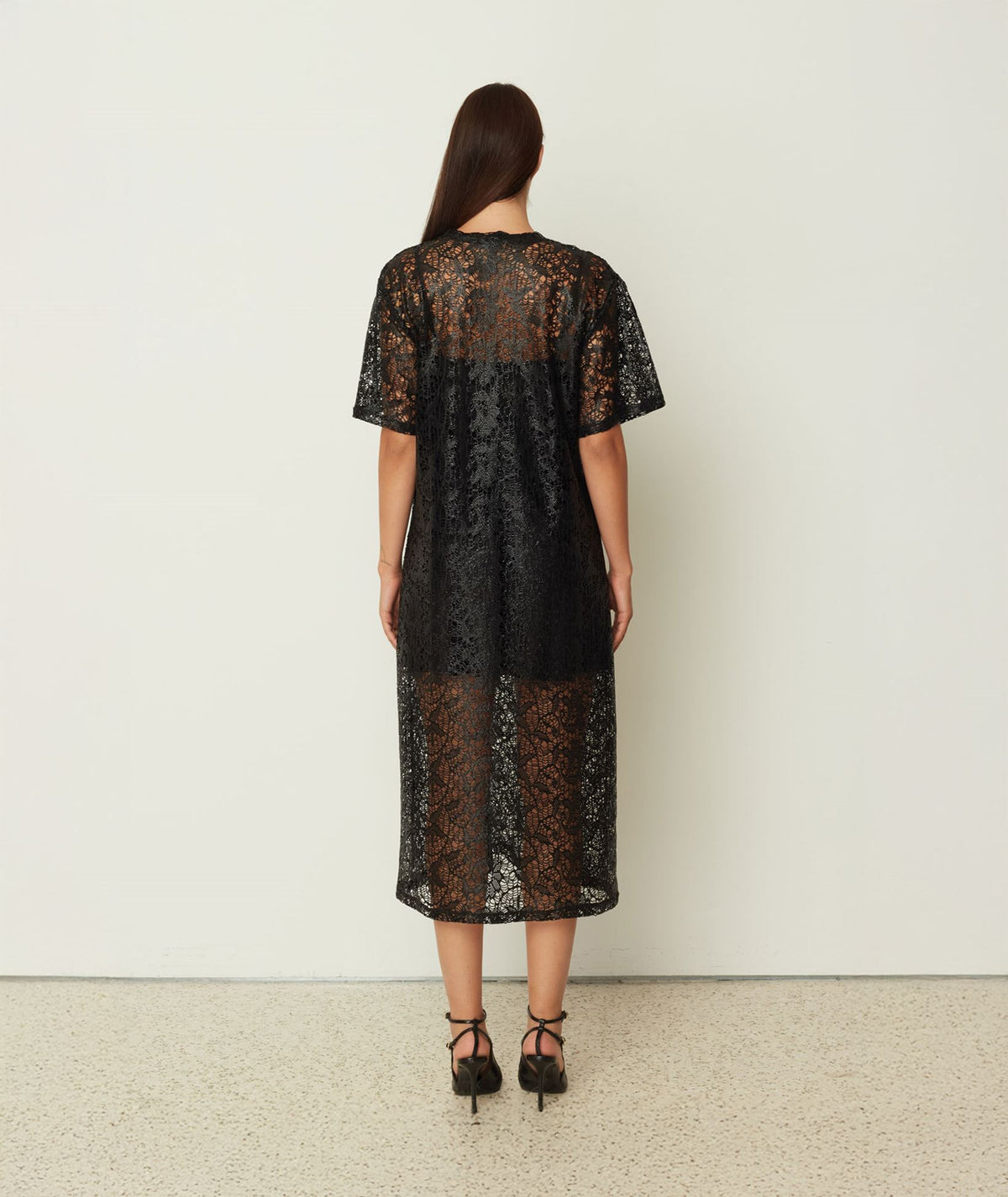 CKontova | Black lace T-shirt midi dress