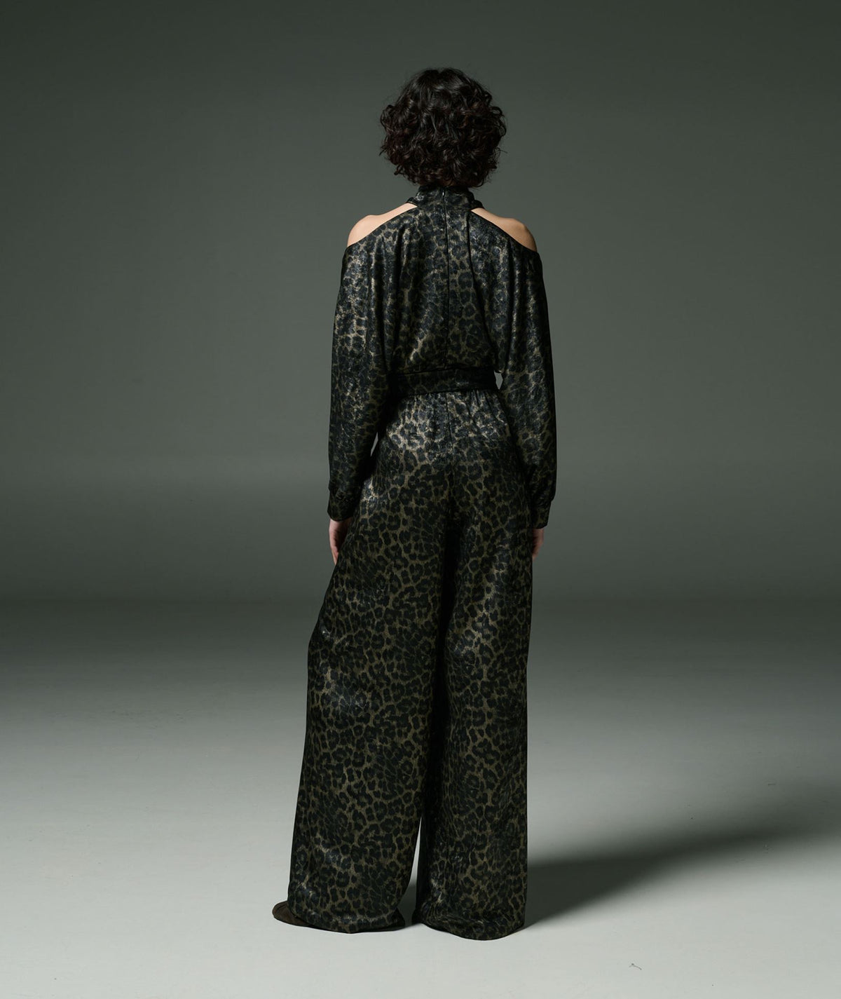 Stelios Koudounaris | Black animal print crossneck jumpsuit