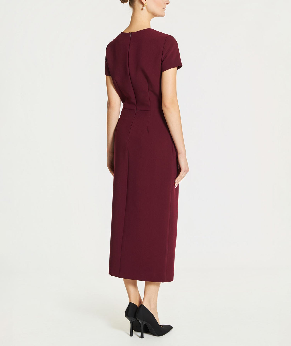 Maison Zoulias | Burgundy crepe Sofia midi dress