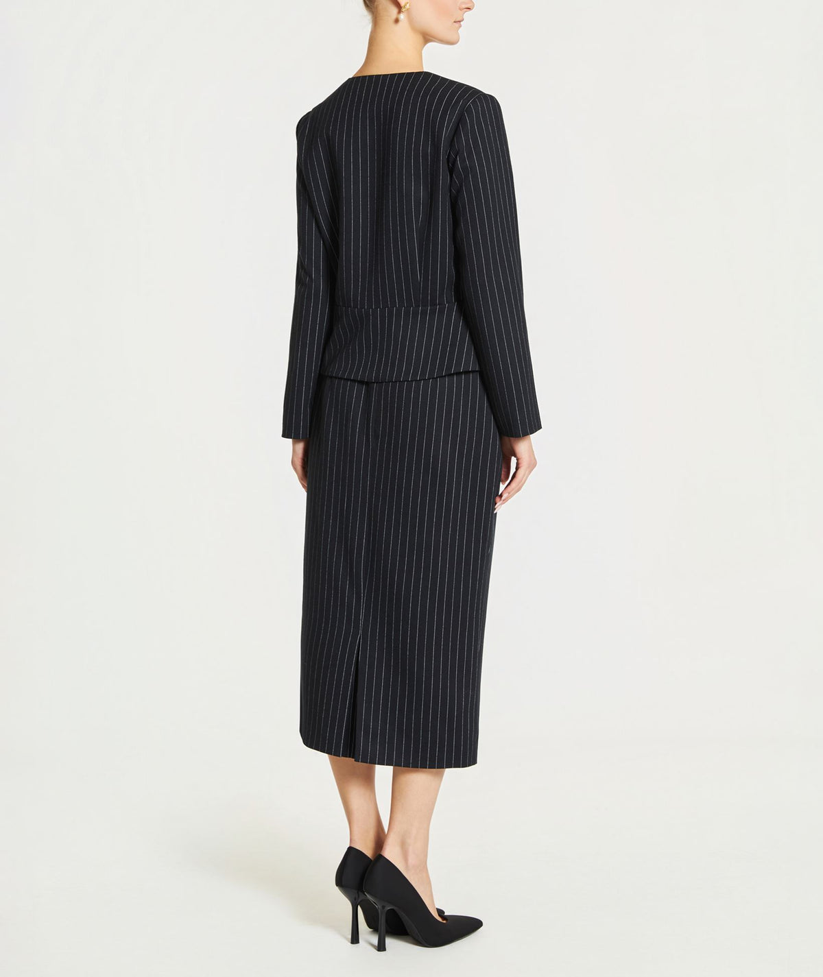 Maison Zoulias | Black pinstripe cool wool Marpessa blazer