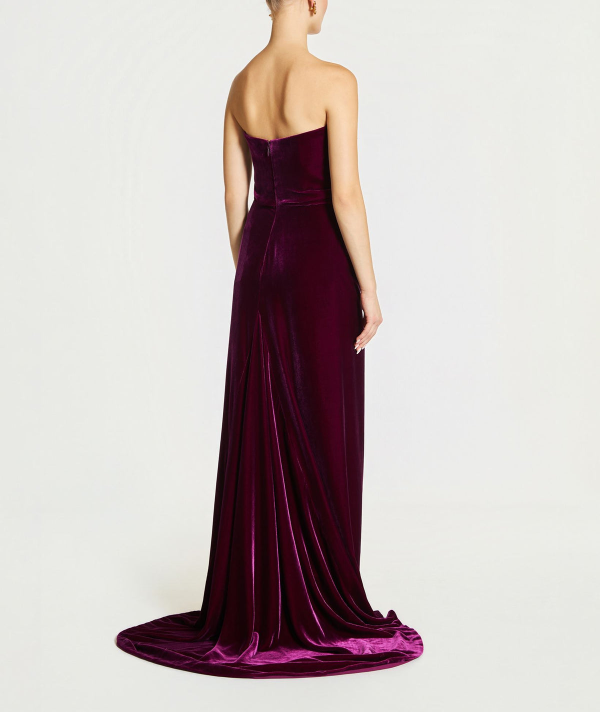 Costarellos | Magenta silk velvet blend crystal-embellished Brisha gown