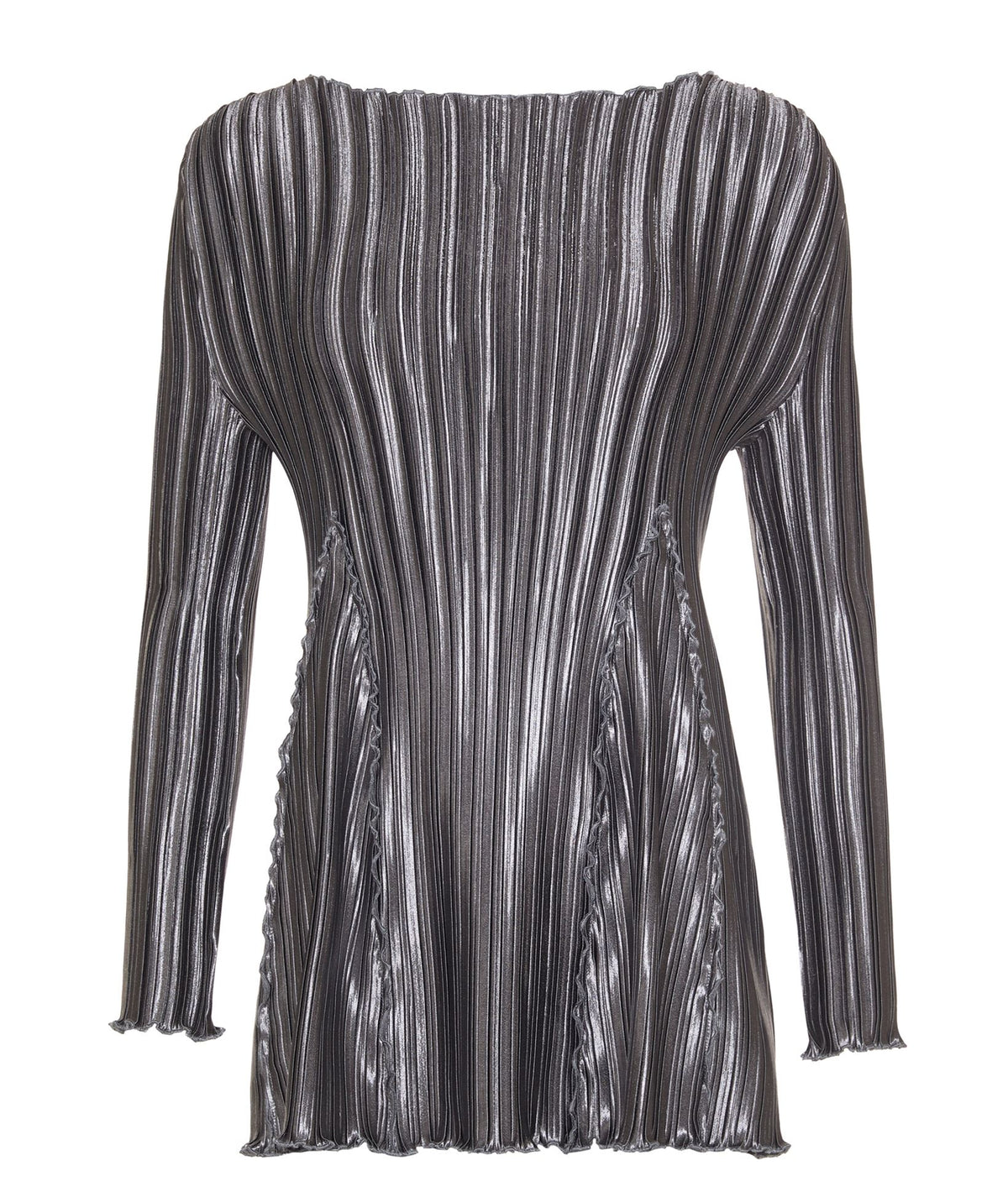 Daphne Valente | Graphite metallic Alitheia longsleeve pleated top