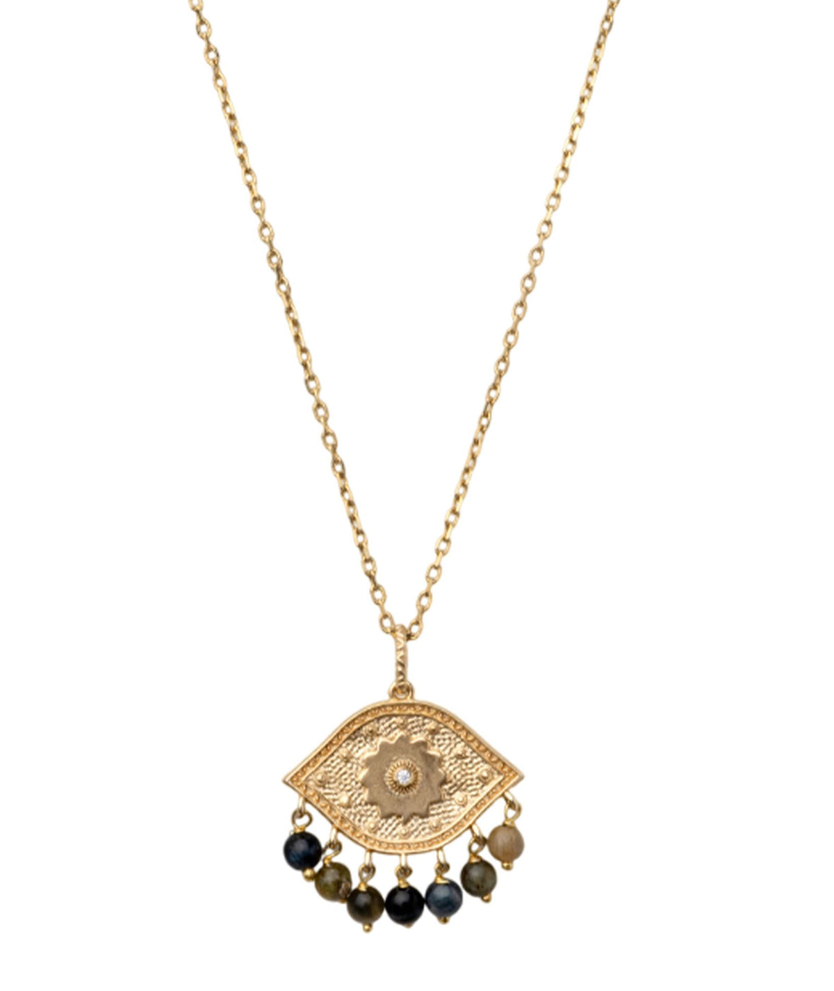 Antonia Karra | Paisley gold-plated silver necklace - cat's eye