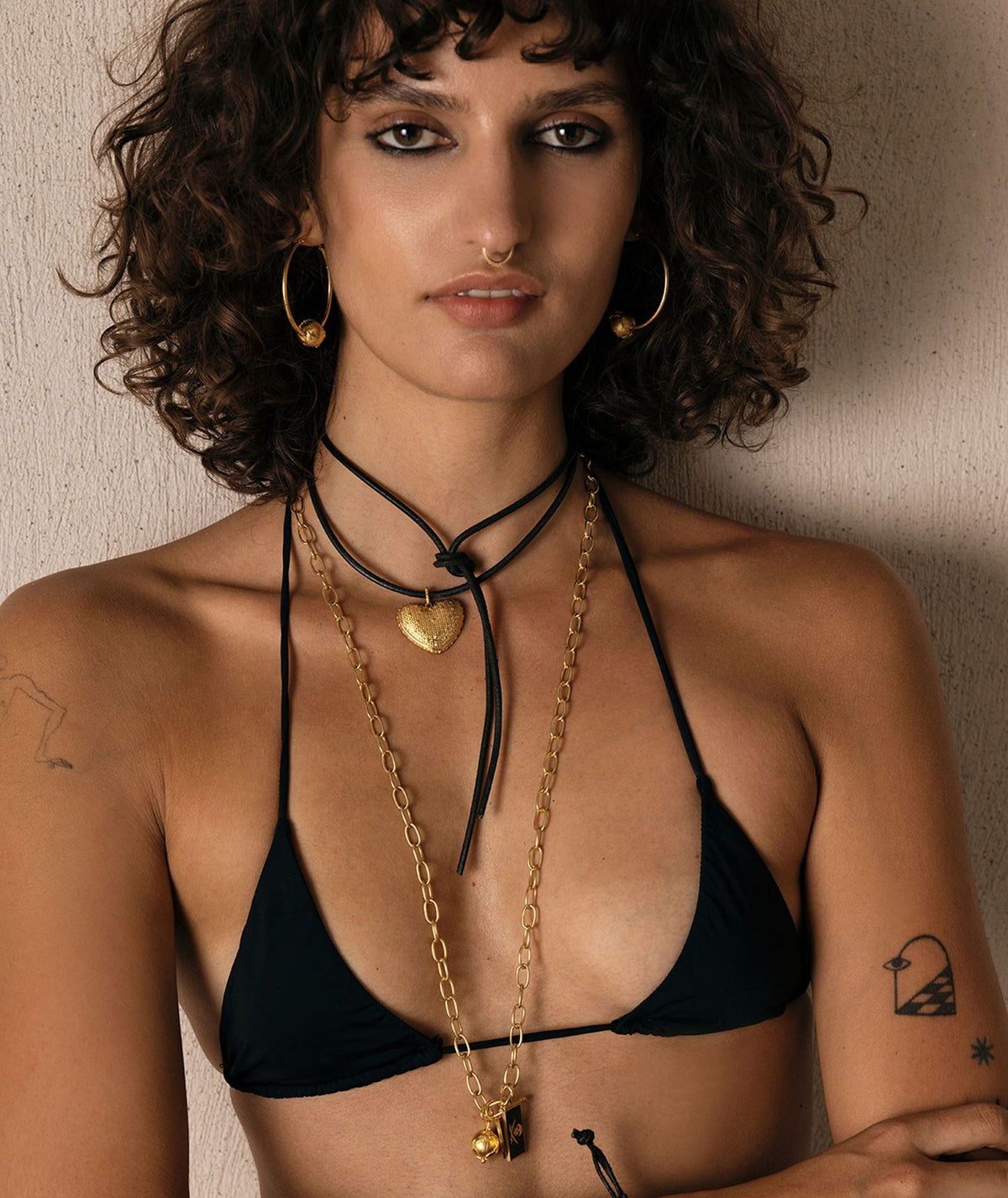 Antonia Karra | Rodeo Heart necklace - gold plated silver with leather cord