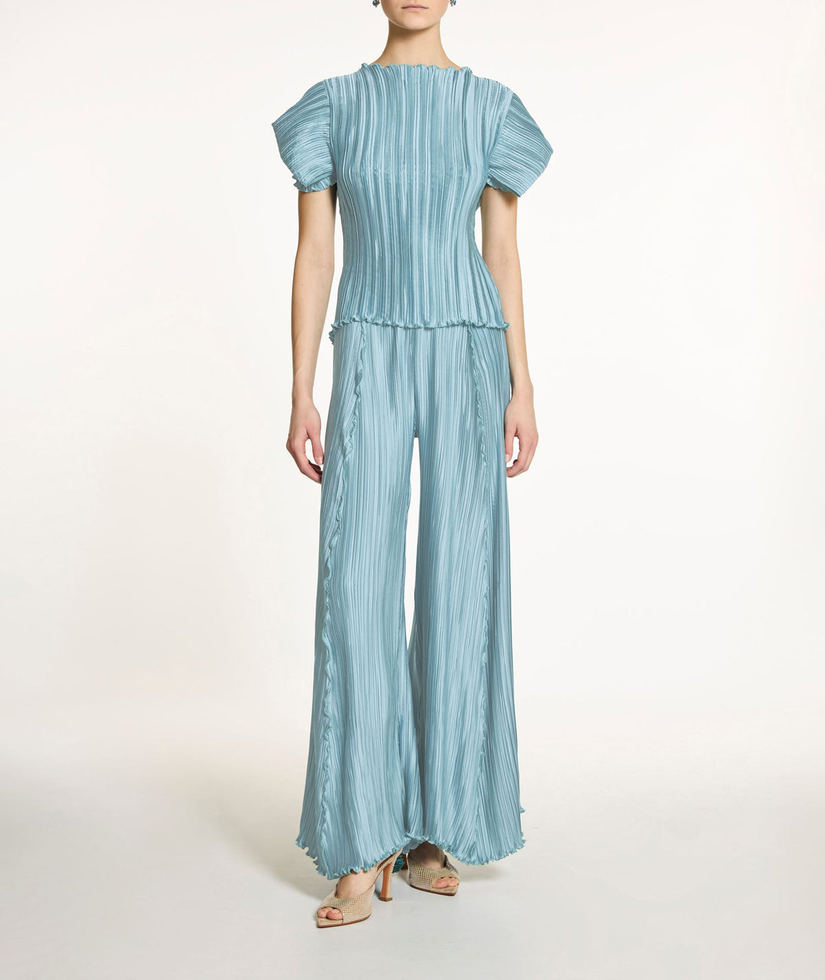 Daphne Valente | Aqua Elvinia pleated top