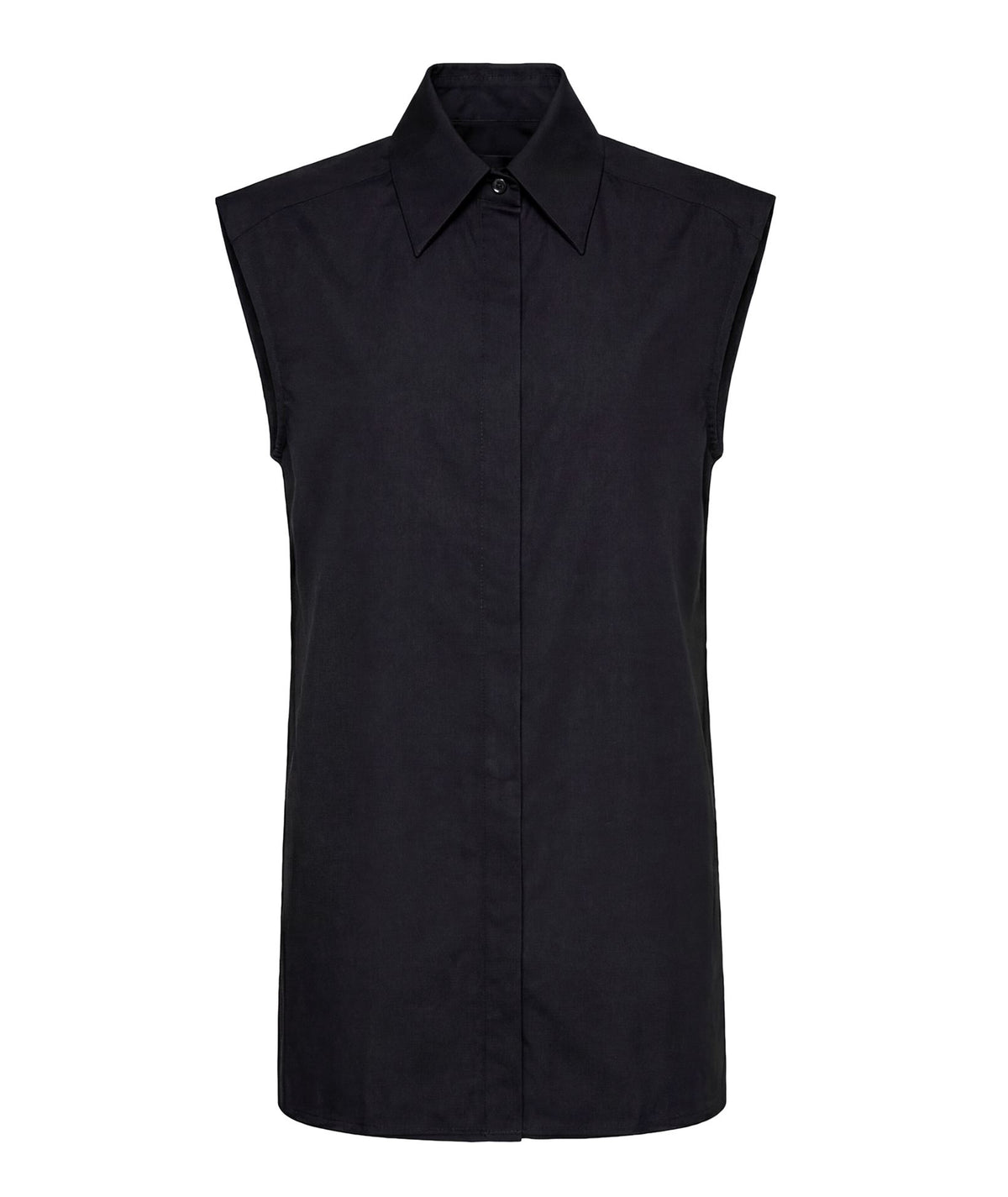 CKontova | Black cotton poplin sleeveless shirt dress
