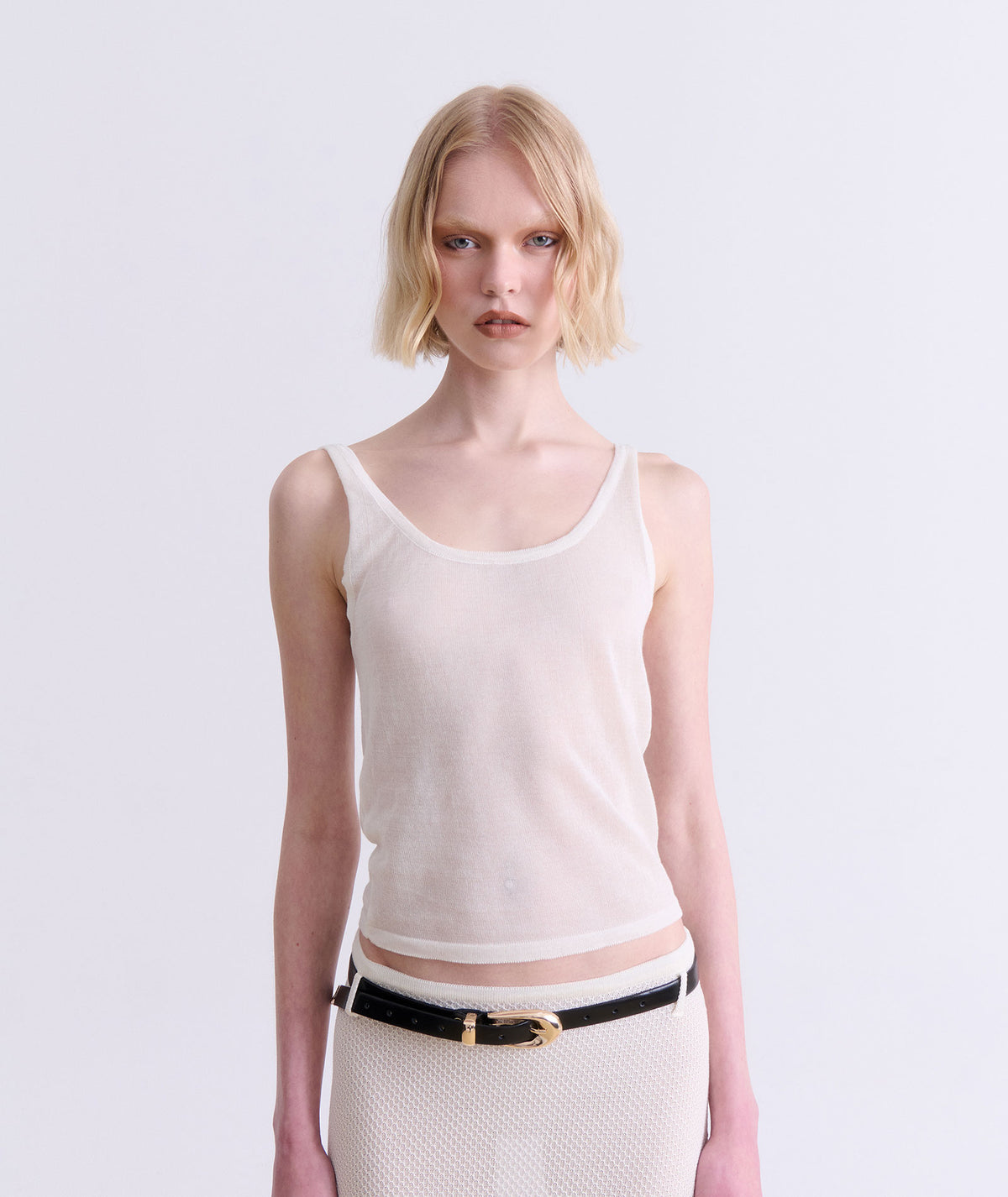 Vassia Kostara | Cream knitted tank top