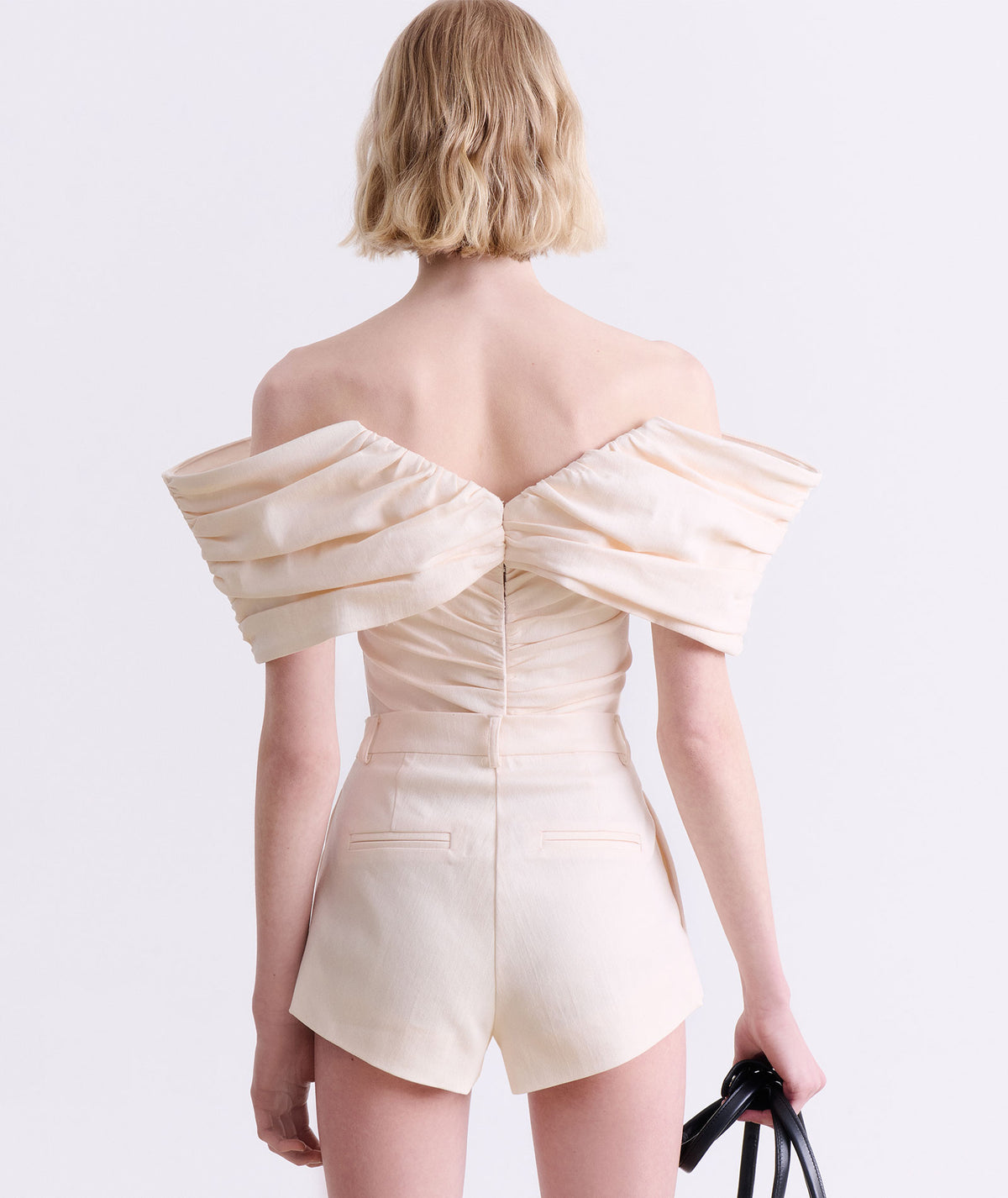 Vassia Kostara | Cream off-shoulder corset top