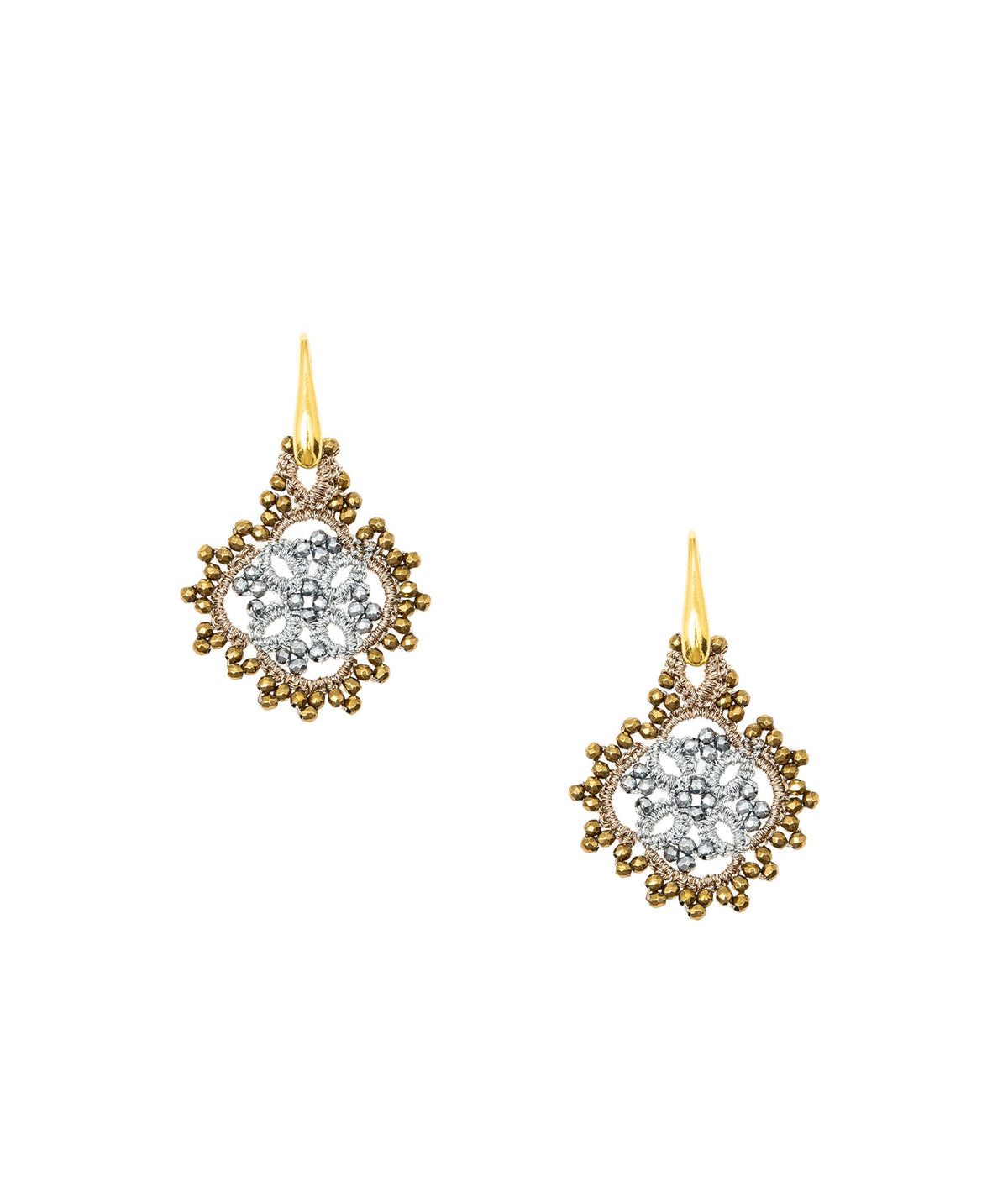 Contessina Jewelry | Eugenie lace earrings - silver and gold
