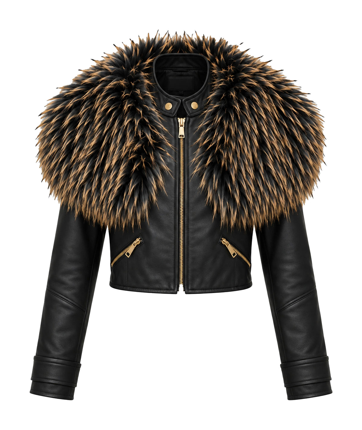 Lace | Black Victoire jacket with faux fur