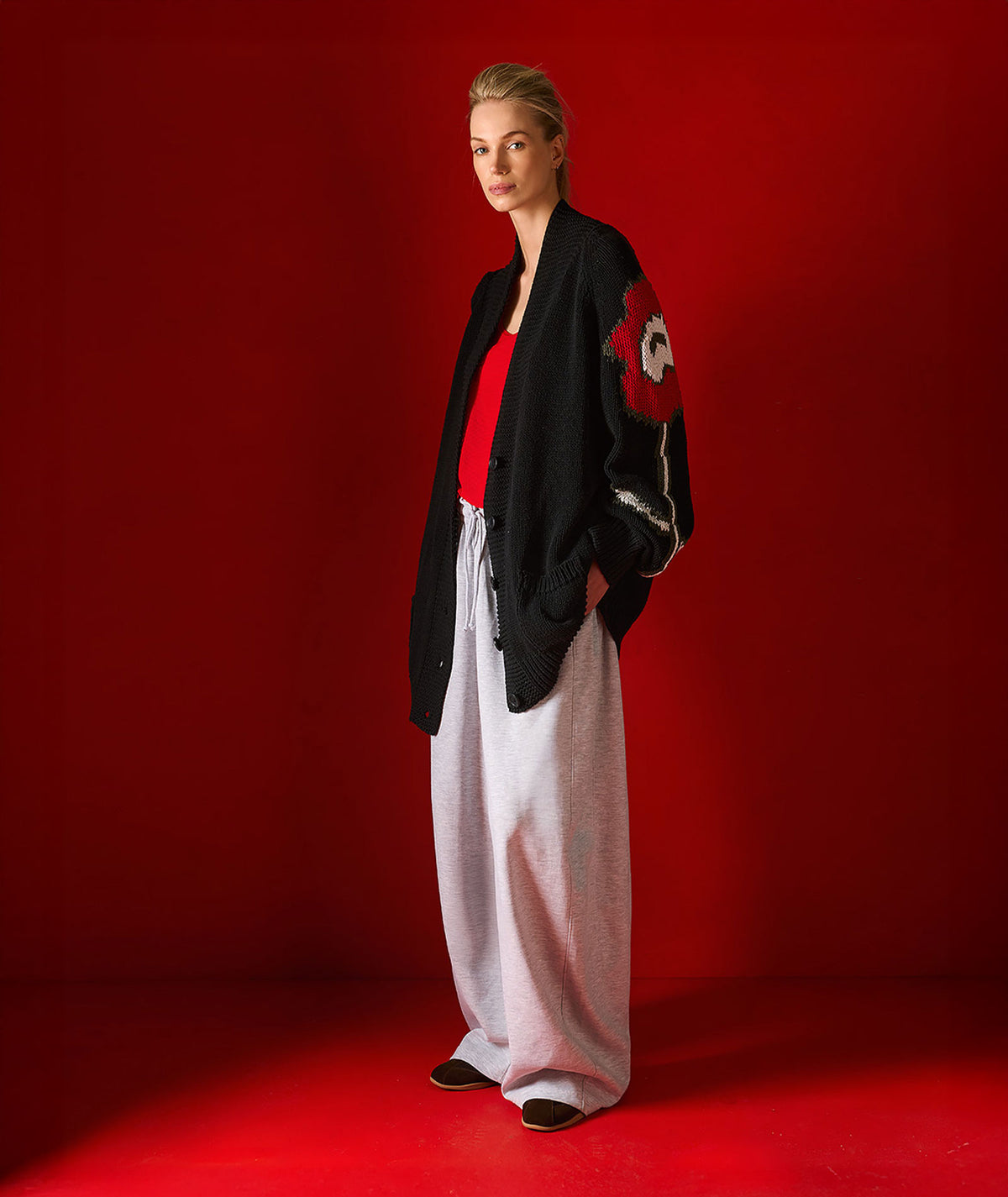 Tailor Made | Black knitted oversized cardigan