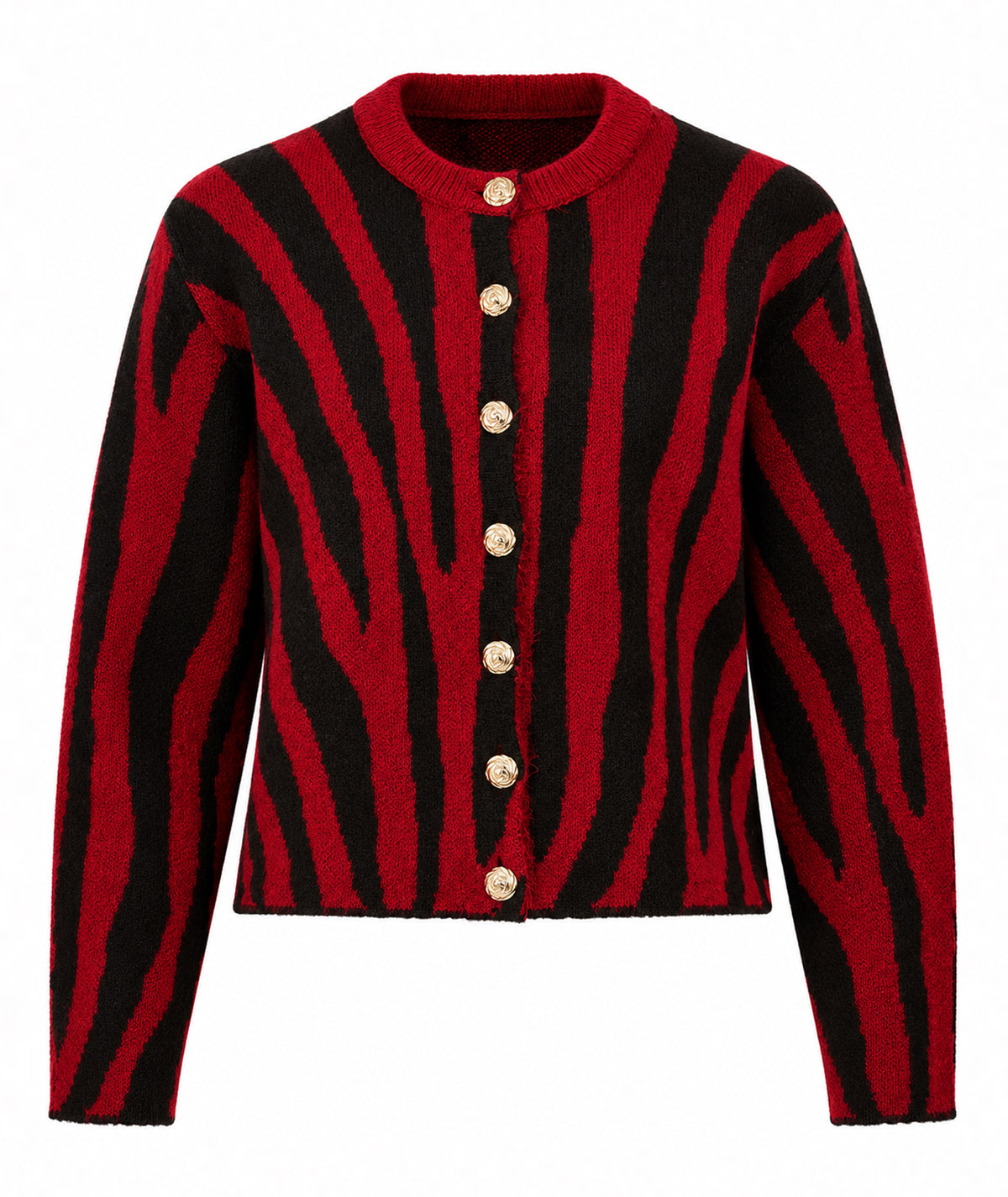 Tailor Made | Bordeaux knitted zebra print cardigan