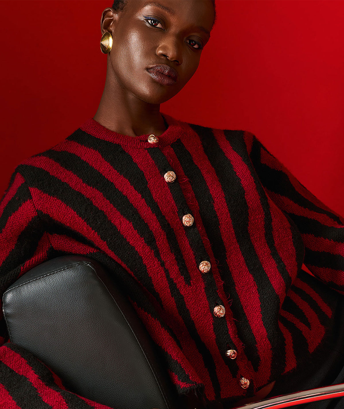 Tailor Made | Bordeaux knitted zebra print cardigan