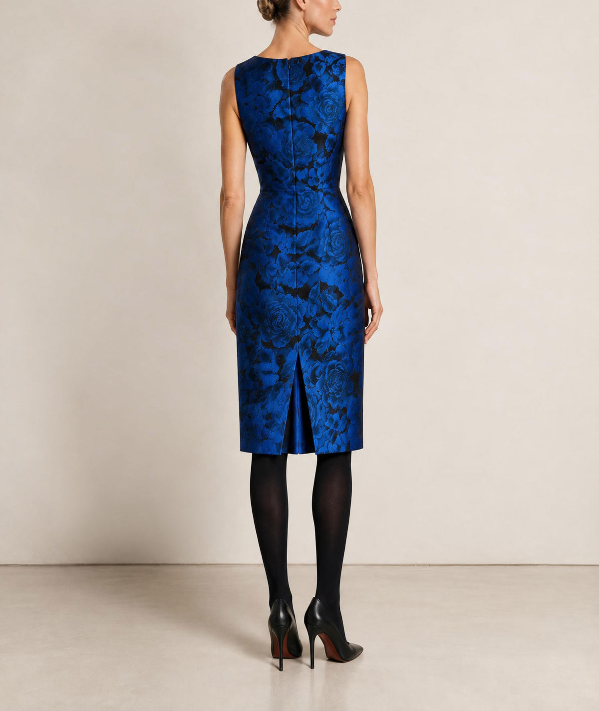 Maison Zoulias | Blue floral jacquard Jacky midi dress