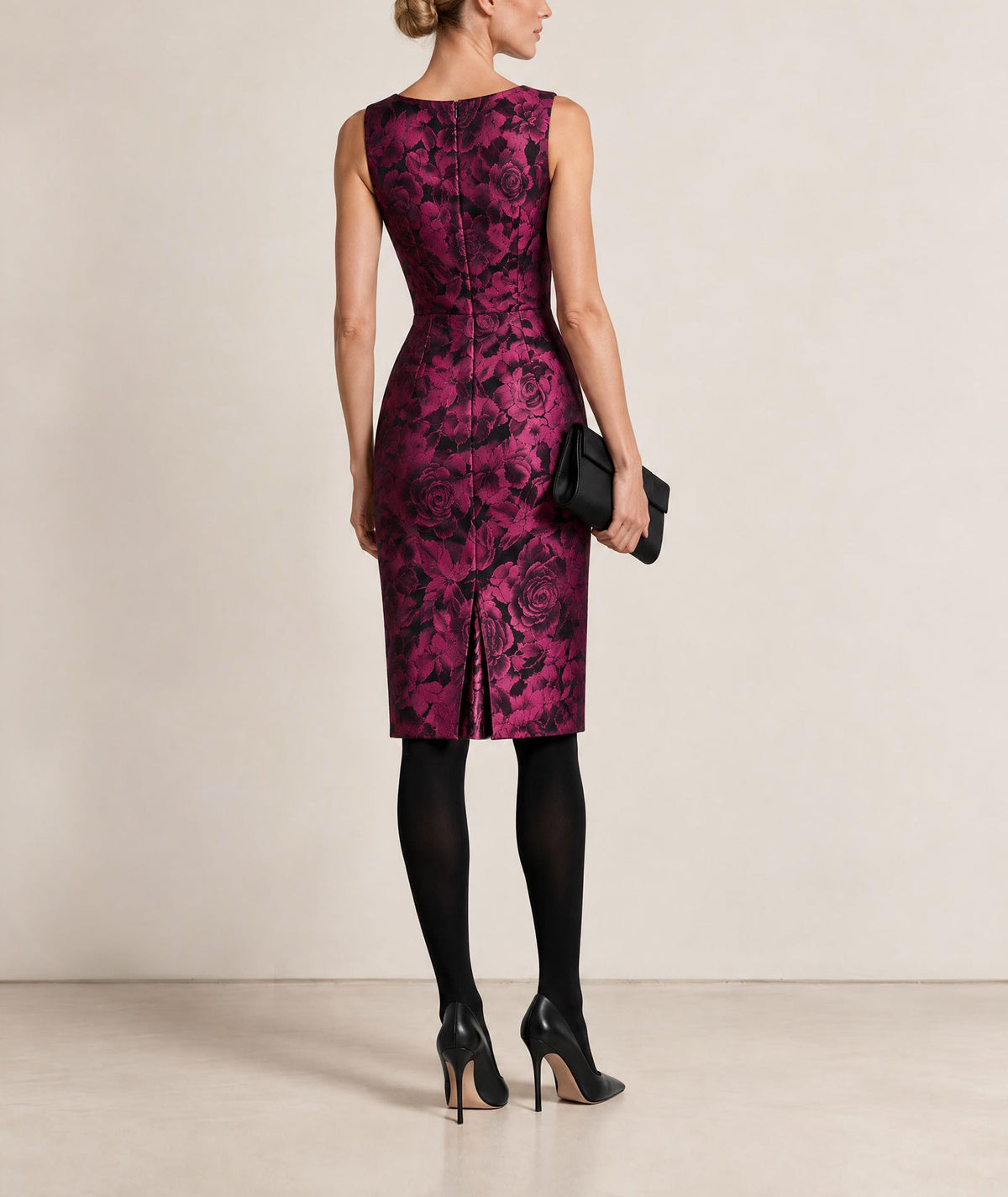 Maison Zoulias | Fuchsia floral jacquard Jacky midi dress