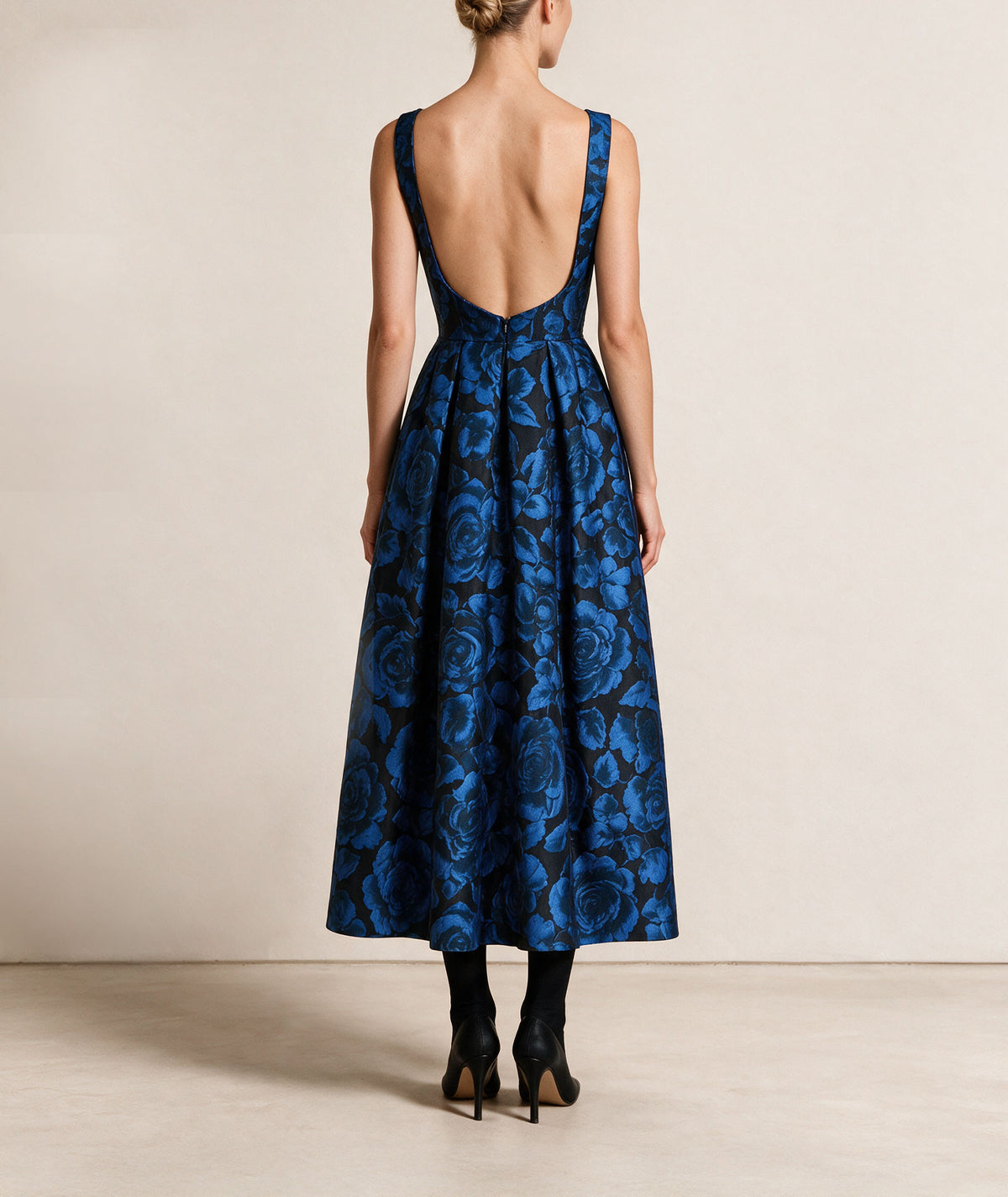 Maison Zoulias | Blue floral jacquard Sandy midi dress
