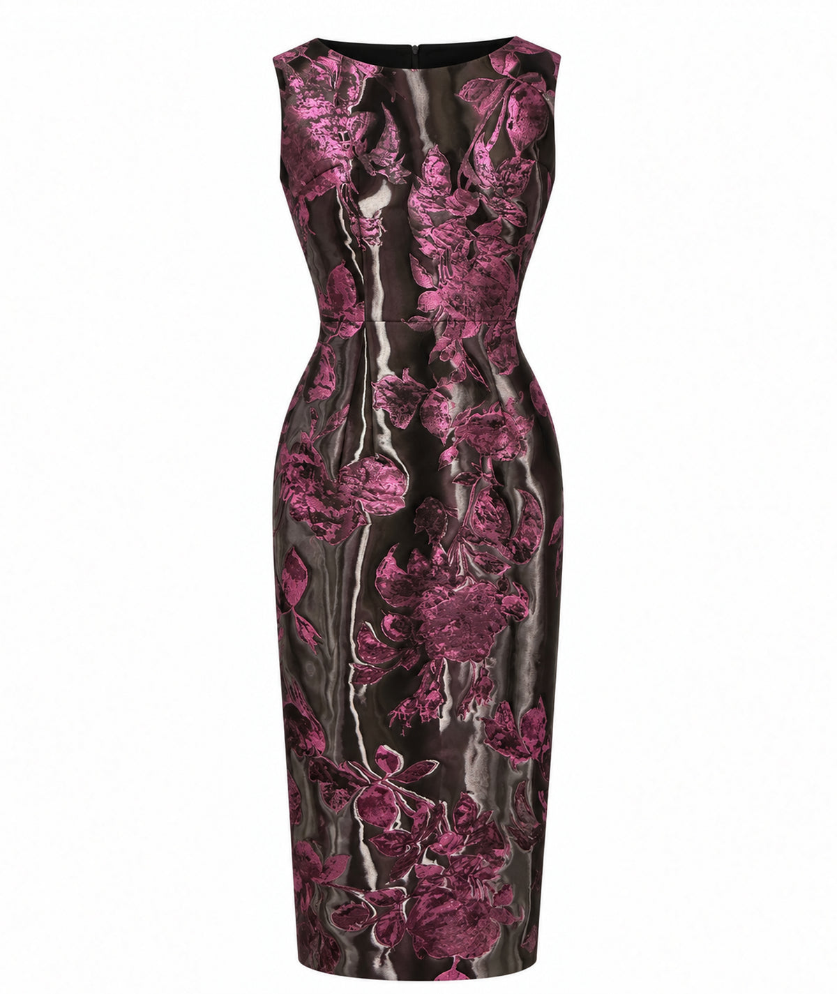 Maison Zoulias | Fuchsia floral metallic Jacky midi dress