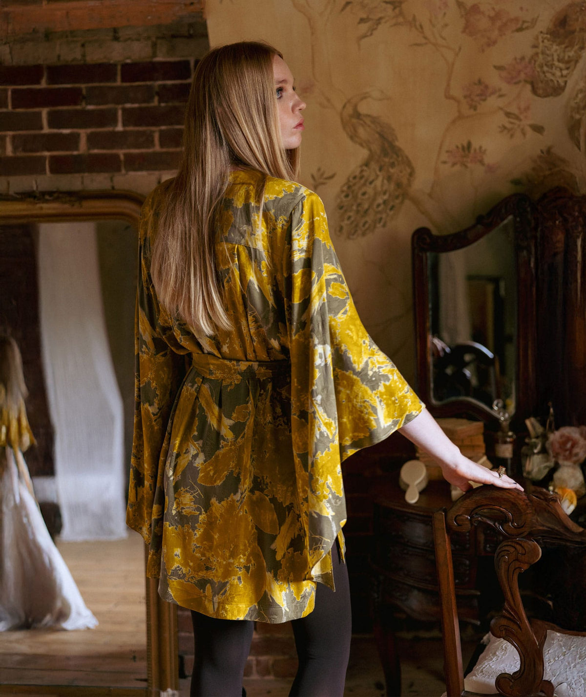 Nidodileda | Mustard printed belted Verity shirt Nidodileda