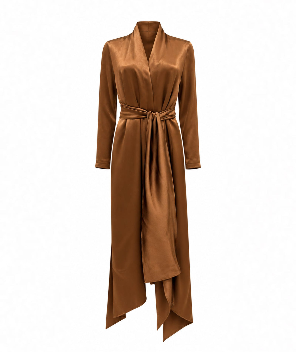 Stelios Koudounaris | Brown asymmetric belted kimono Stelios Koudounaris