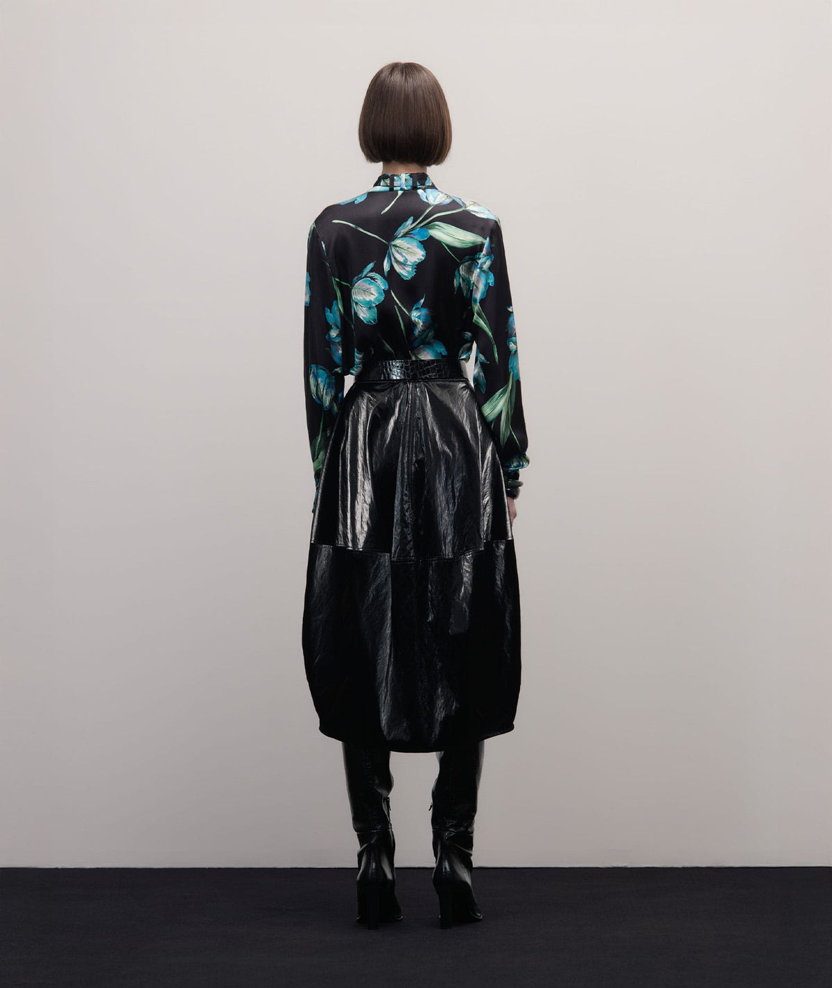 Stelios Koudounaris | Black floral scarf shirt Stelios Koudounaris