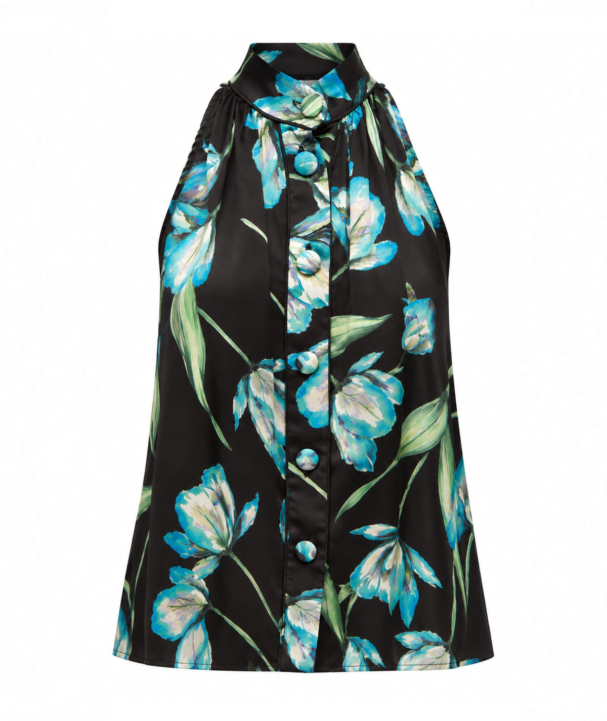Stelios Koudounaris | Black floral sleeveless top Stelios Koudounaris
