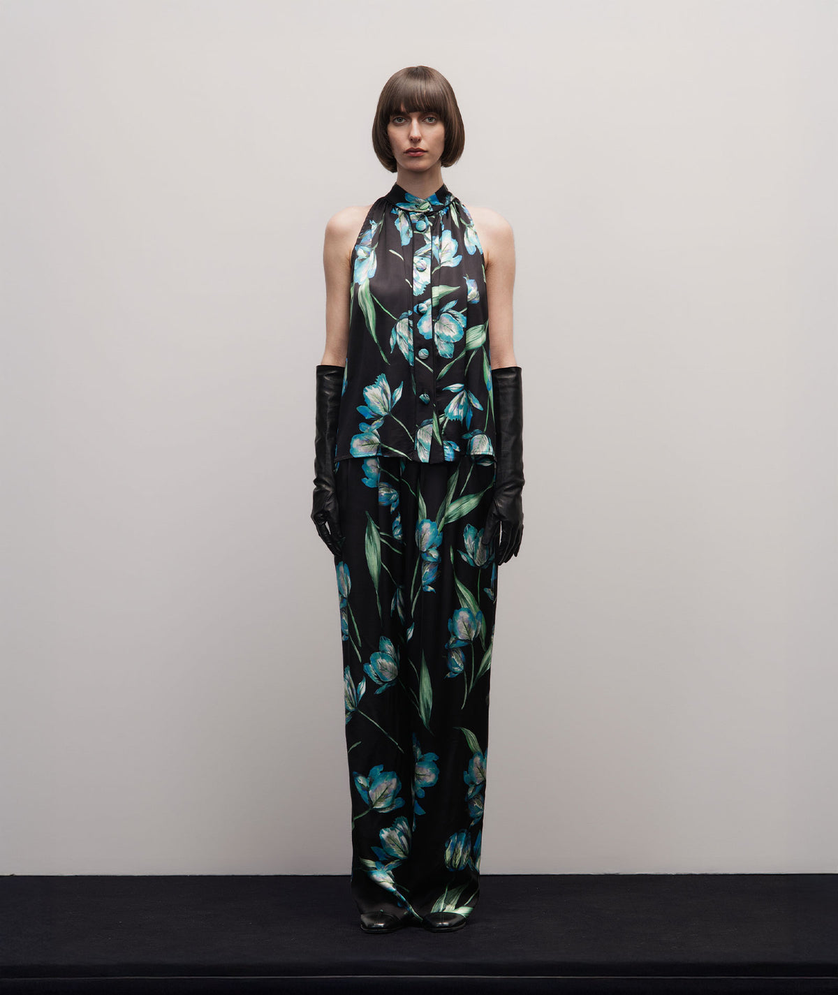 Stelios Koudounaris | Black floral sleeveless top Stelios Koudounaris