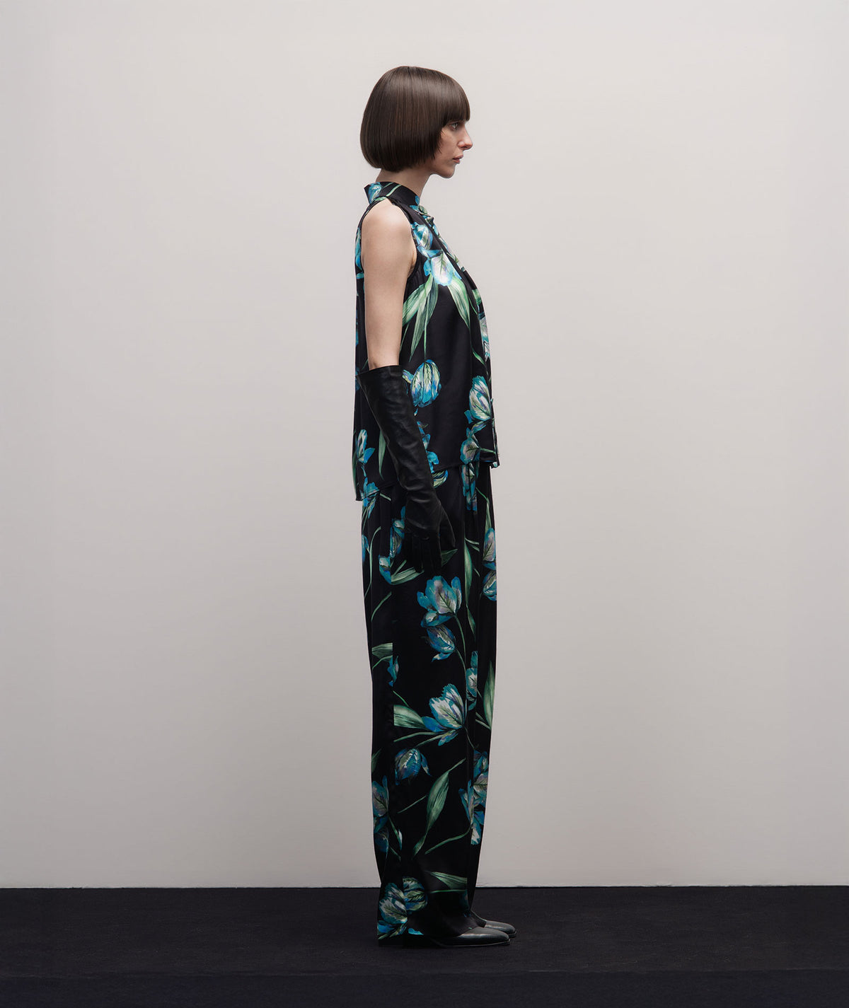Stelios Koudounaris | Black floral sleeveless top Stelios Koudounaris