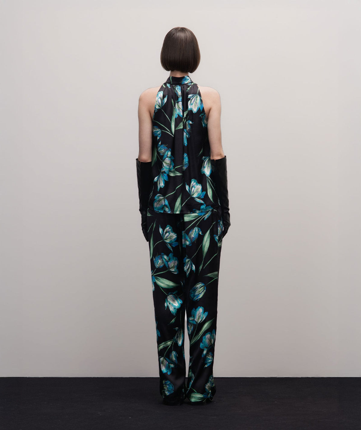 Stelios Koudounaris | Black floral sleeveless top Stelios Koudounaris