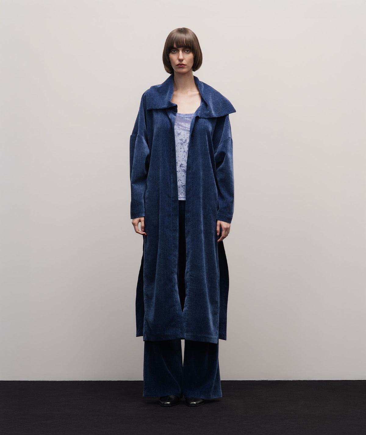 Stelios Koudounaris | Blue velour long cardigan Stelios Koudounaris